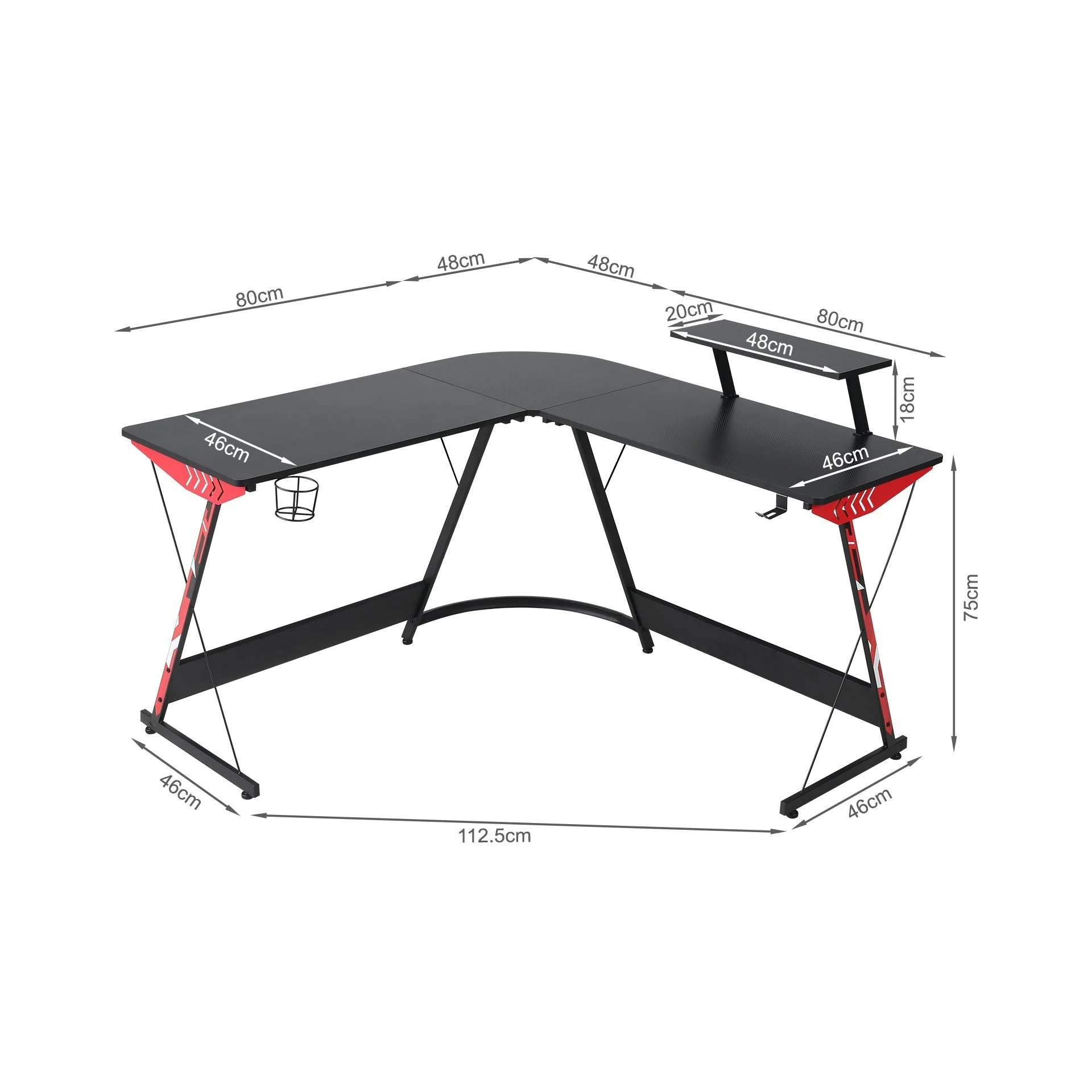 Hunter L-Shaped Gaming Desk - Black - Image 11