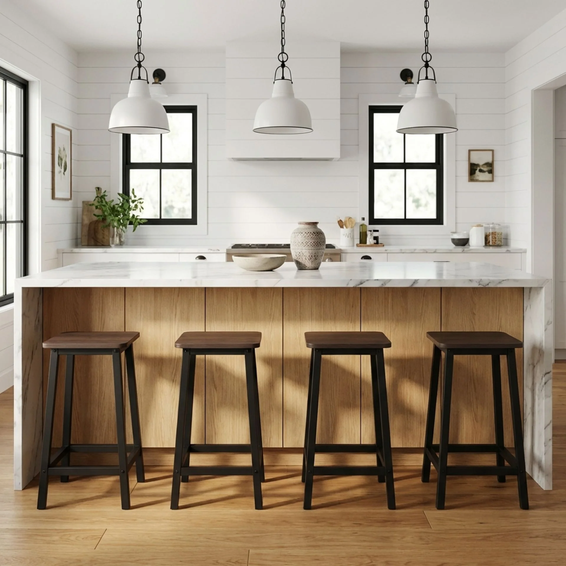 Ian Metal Bar Stool - Rustic Brown + Black - Image 6