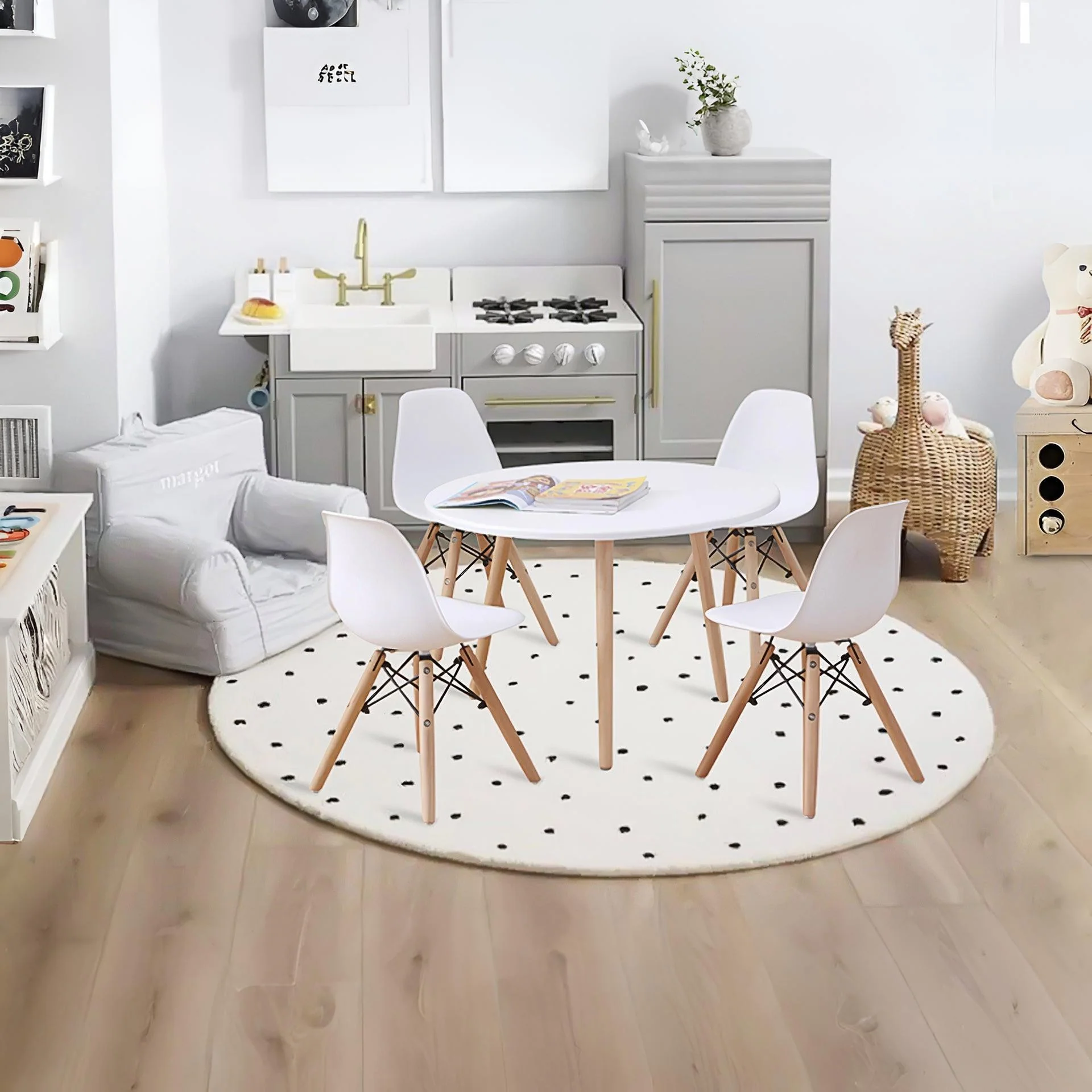 Iris 5 Piece Kids Table With Chairs Set - White - Image 2