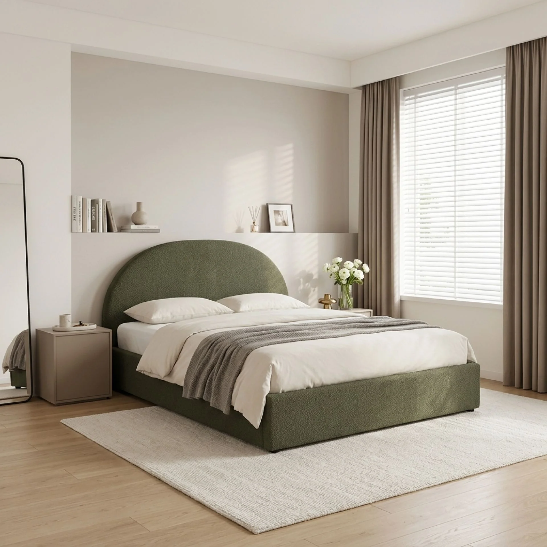 Isabella Queen Gas Lift Bed Frame - Dark Green - Image 4