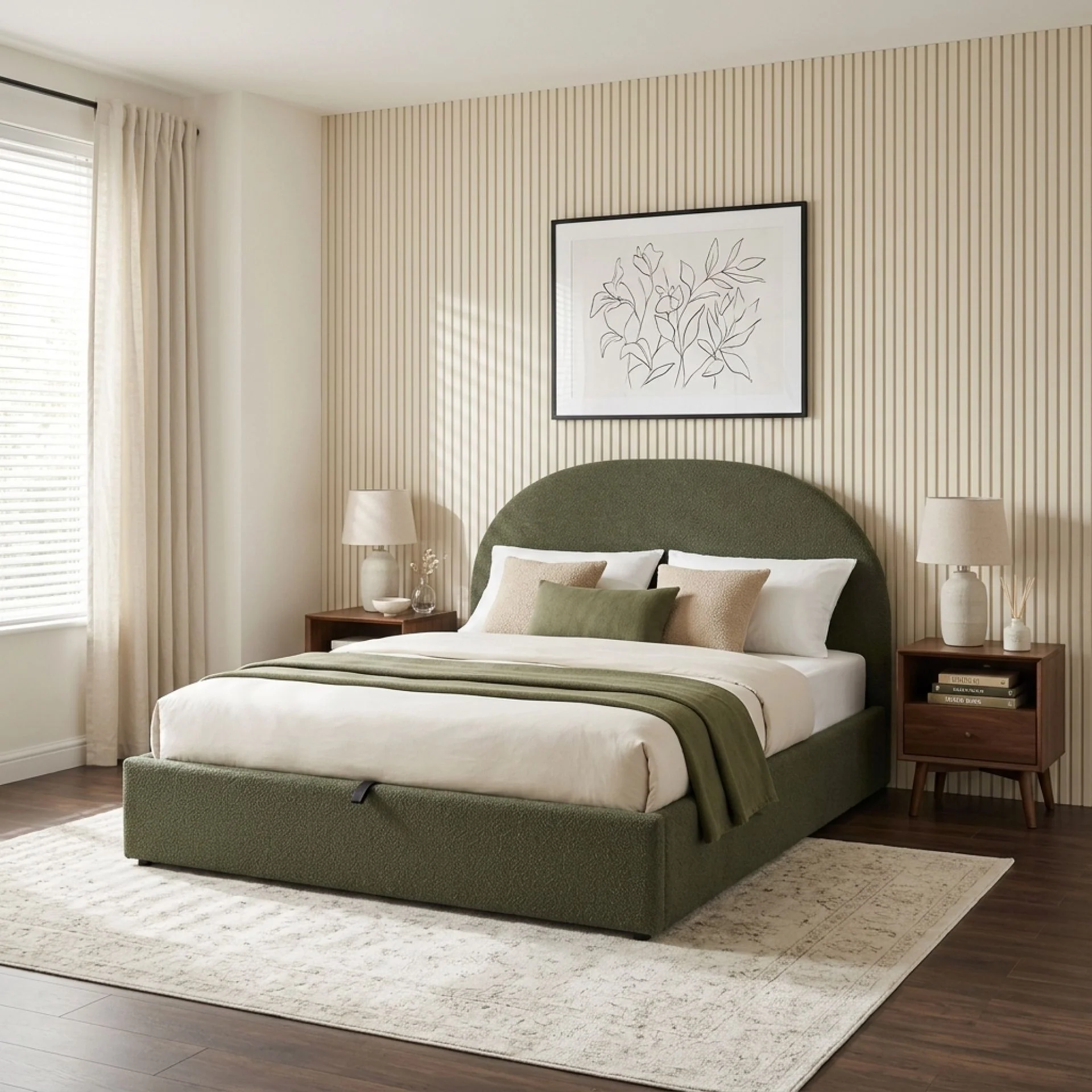 Isabella Queen Gas Lift Bed Frame - Dark Green - Image 5