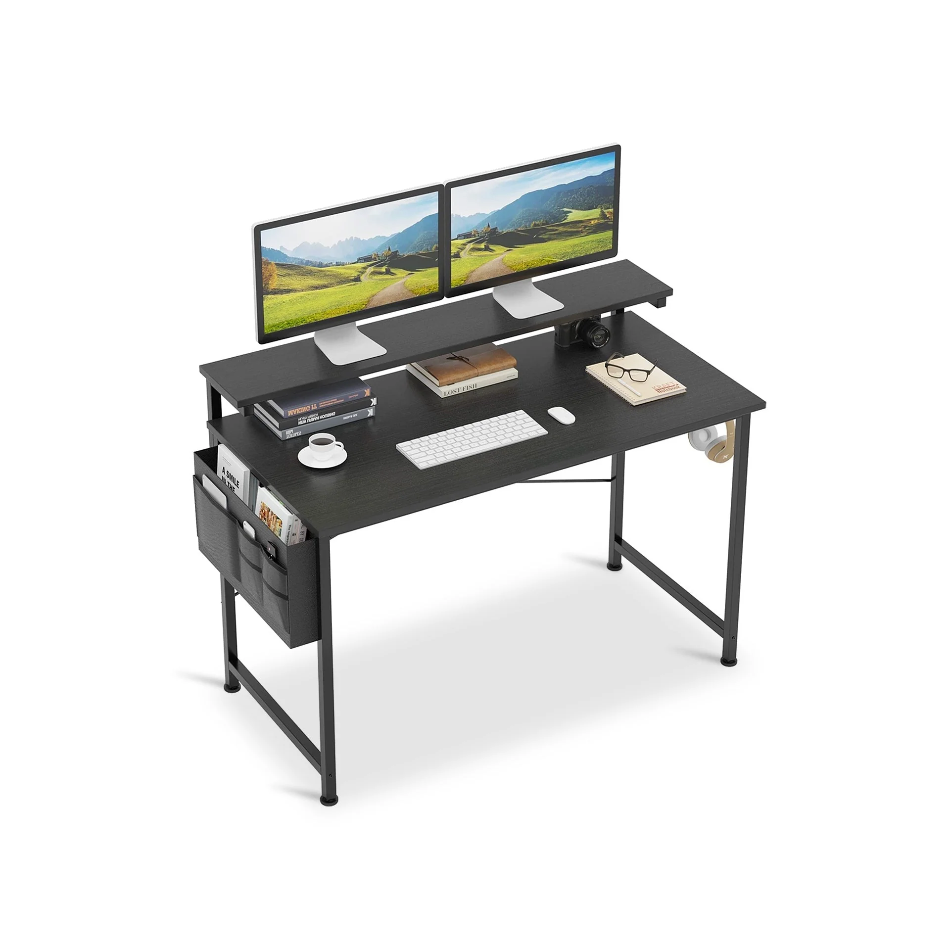 Jacob 100cm Computer Desk with Adjustable Monitor Stand - Black - Image 5