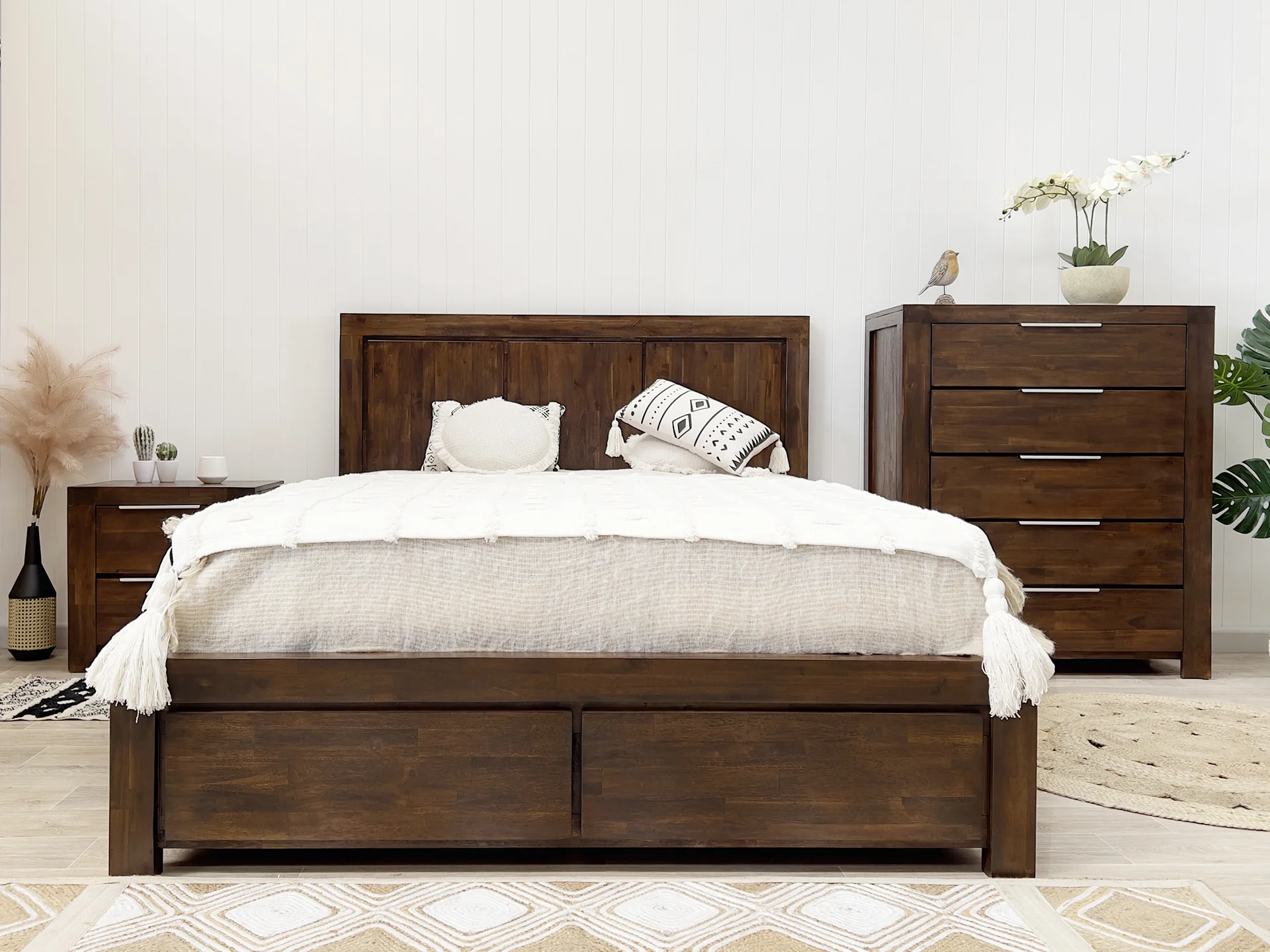 Jarvis Solid Acacia Wood Bedside Table - Caramel - Image 5