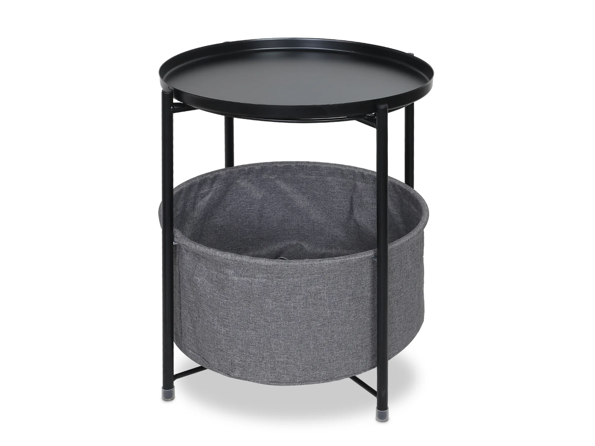 Jaylin Round Side Table Coffee Table with Storage - Black - Image 2