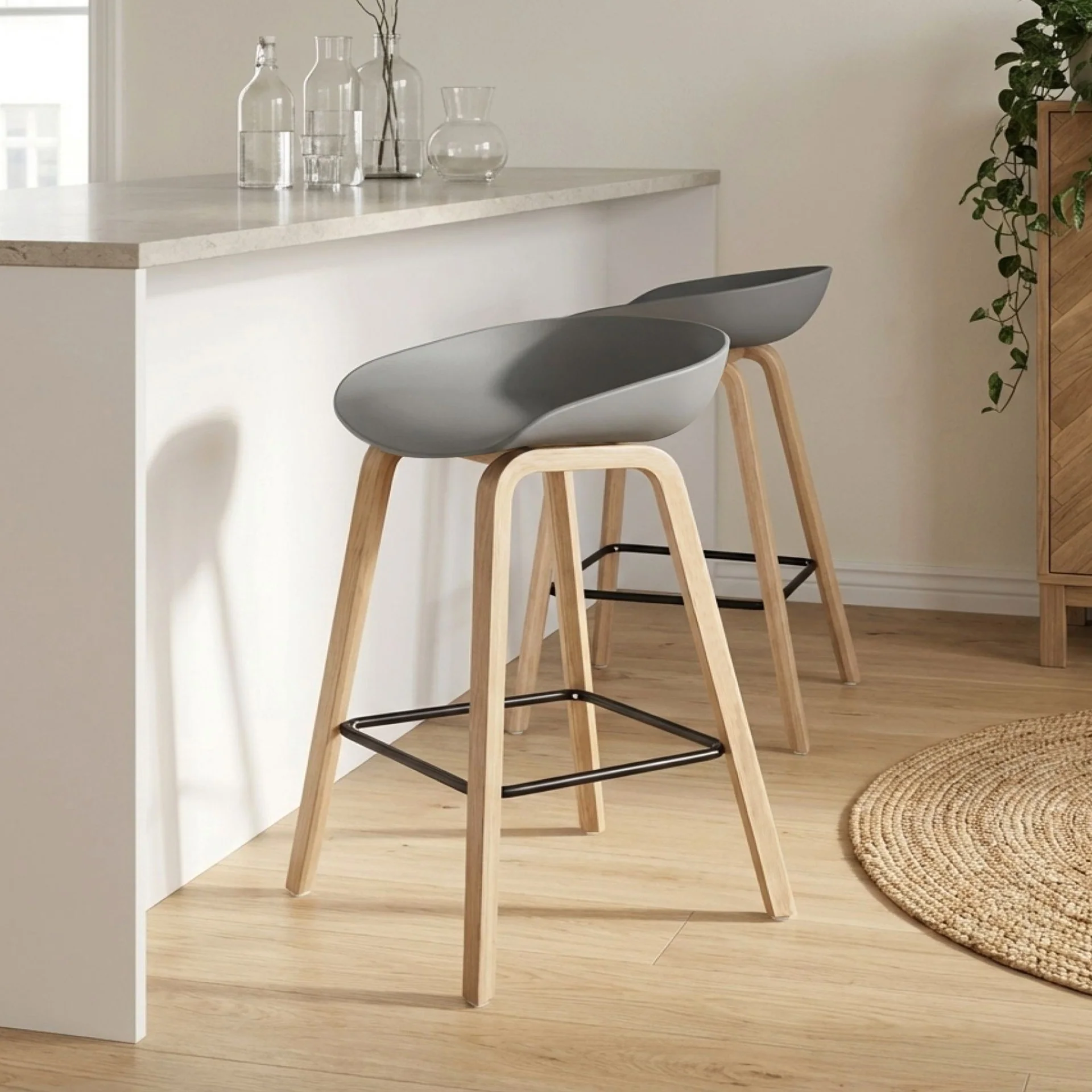 Kai Pro Metal Bar Stool 65cm - Set of 2 - Grey - Image 4