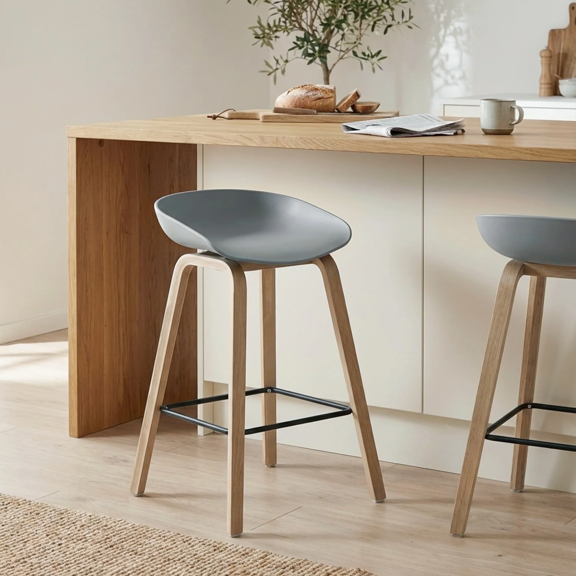 Kai Bar Stool Metal Barstool 65cm - Grey - Image 2