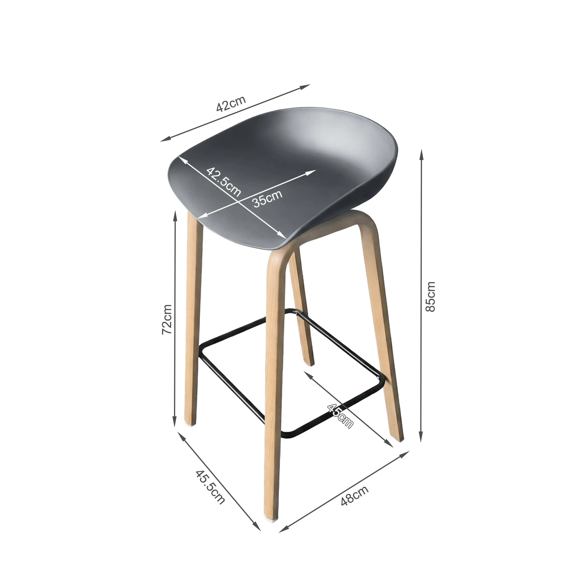 Kai Bar Stool Metal Barstool 75cm - Grey - Image 14