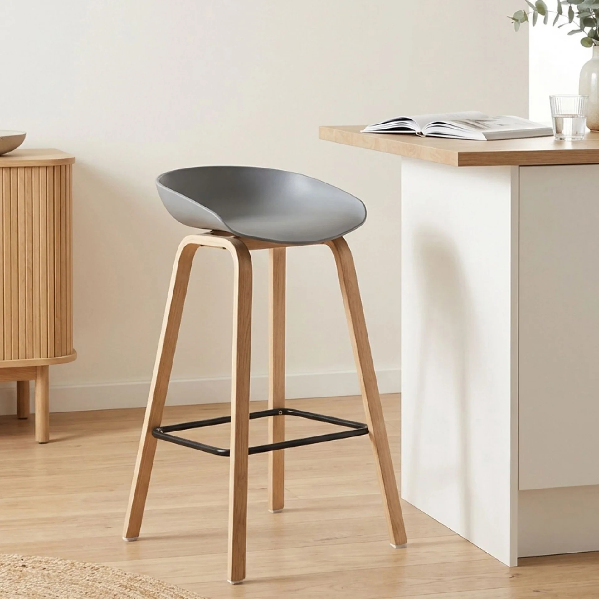 Kai Bar Stool Metal Barstool 75cm - Grey - Image 6