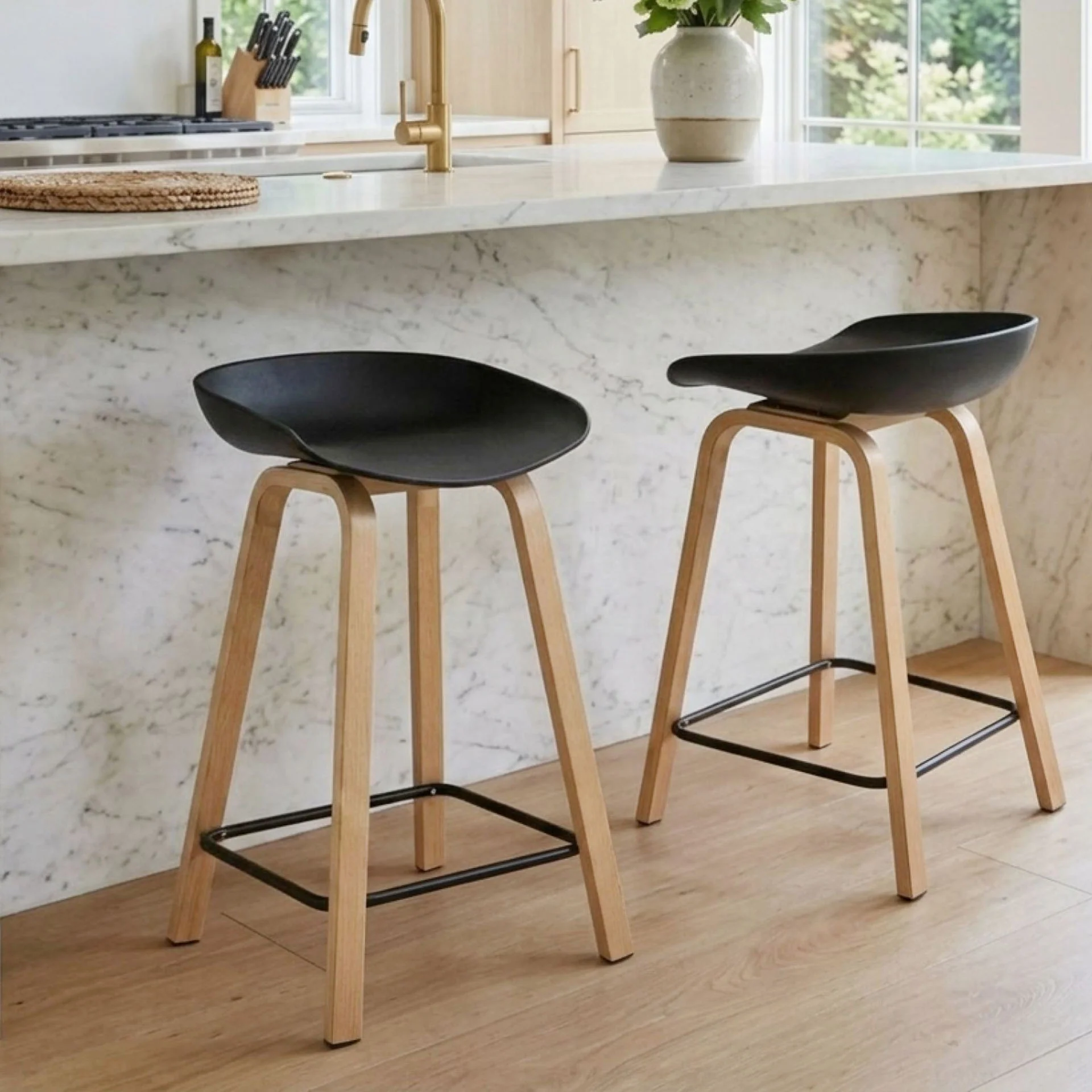 Kai Metal Bar Stool 65cm - Set of 2 - Black