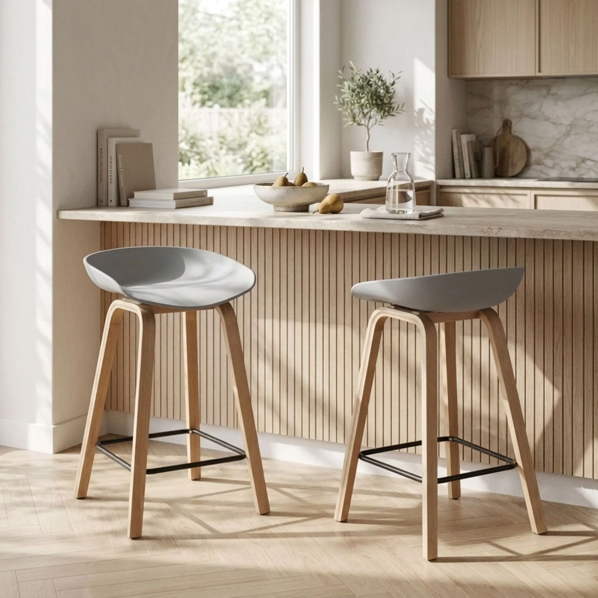 Kai Metal Bar Stool 65cm - Set of 2 - Grey - Image 2