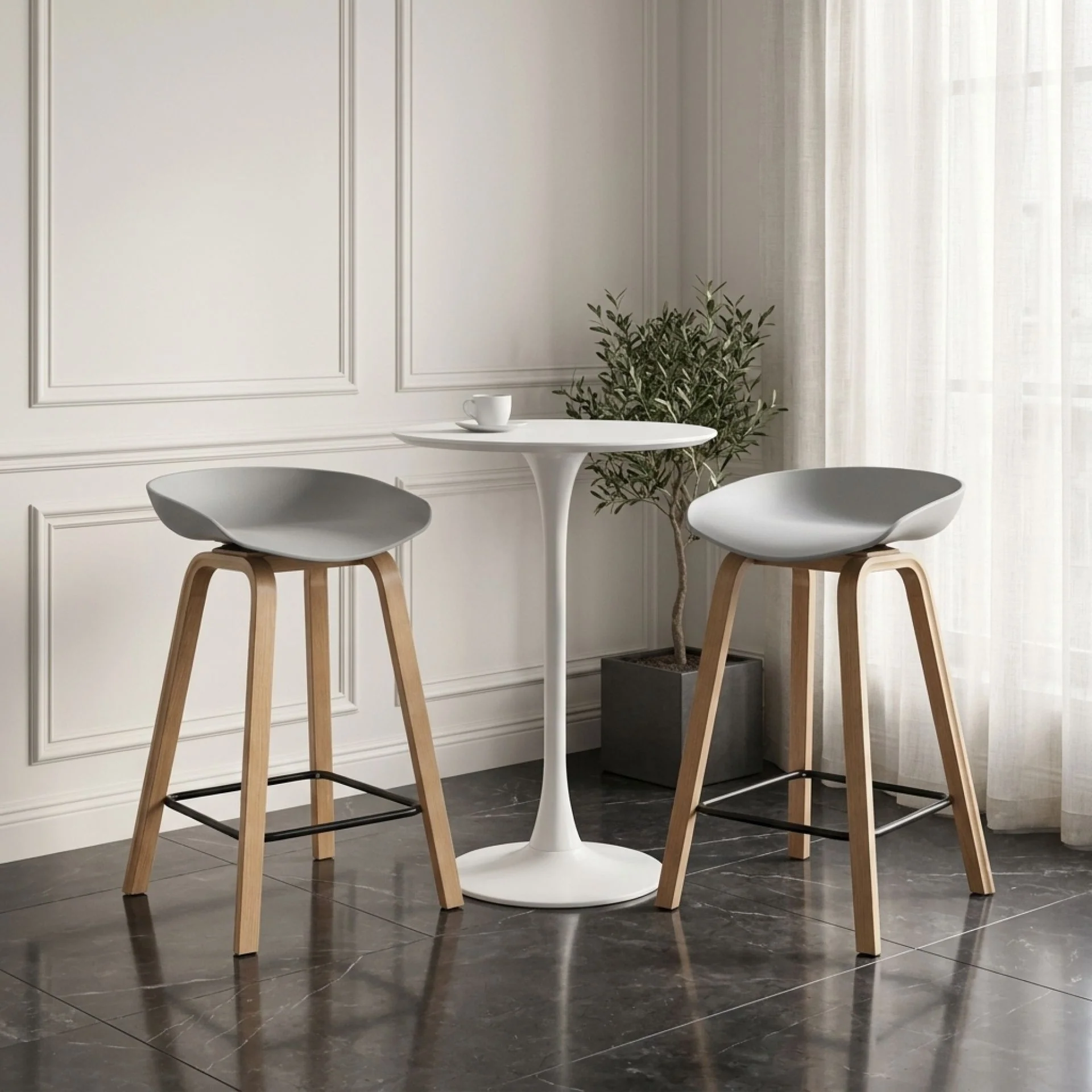 Kai Metal Bar Stool 65cm - Set of 2 - Grey - Image 4