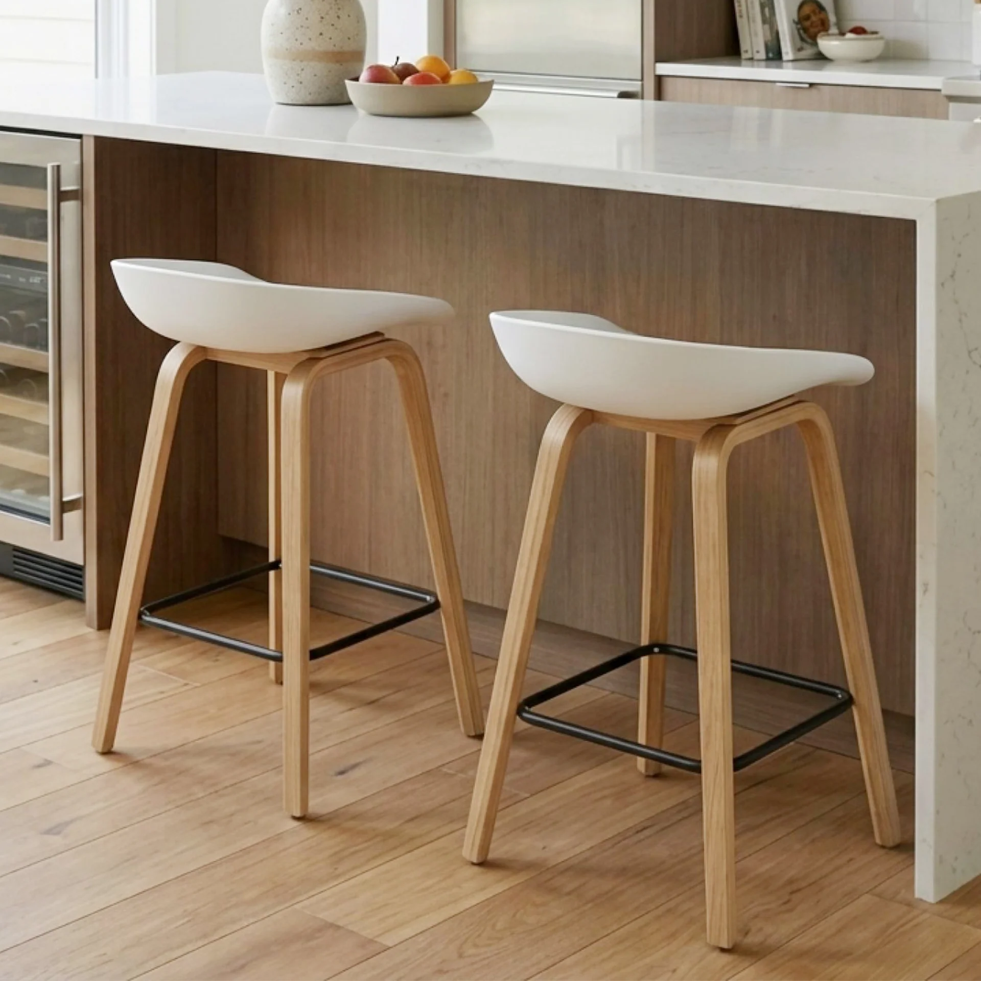 Kai Metal Bar Stool 75cm - Set of 2 - White - Image 2