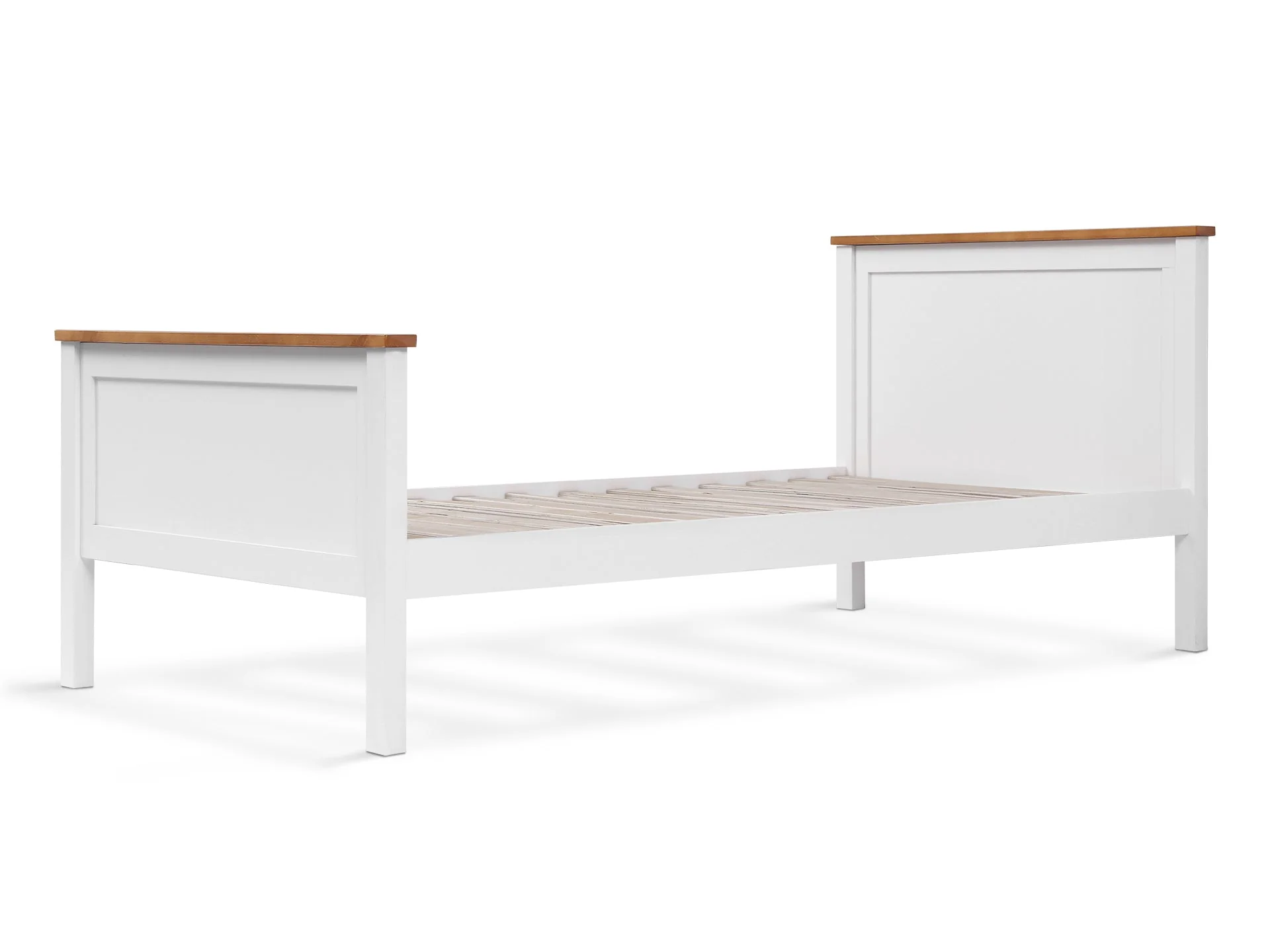 Kamet Single Wooden Bed Frame - White - Image 3