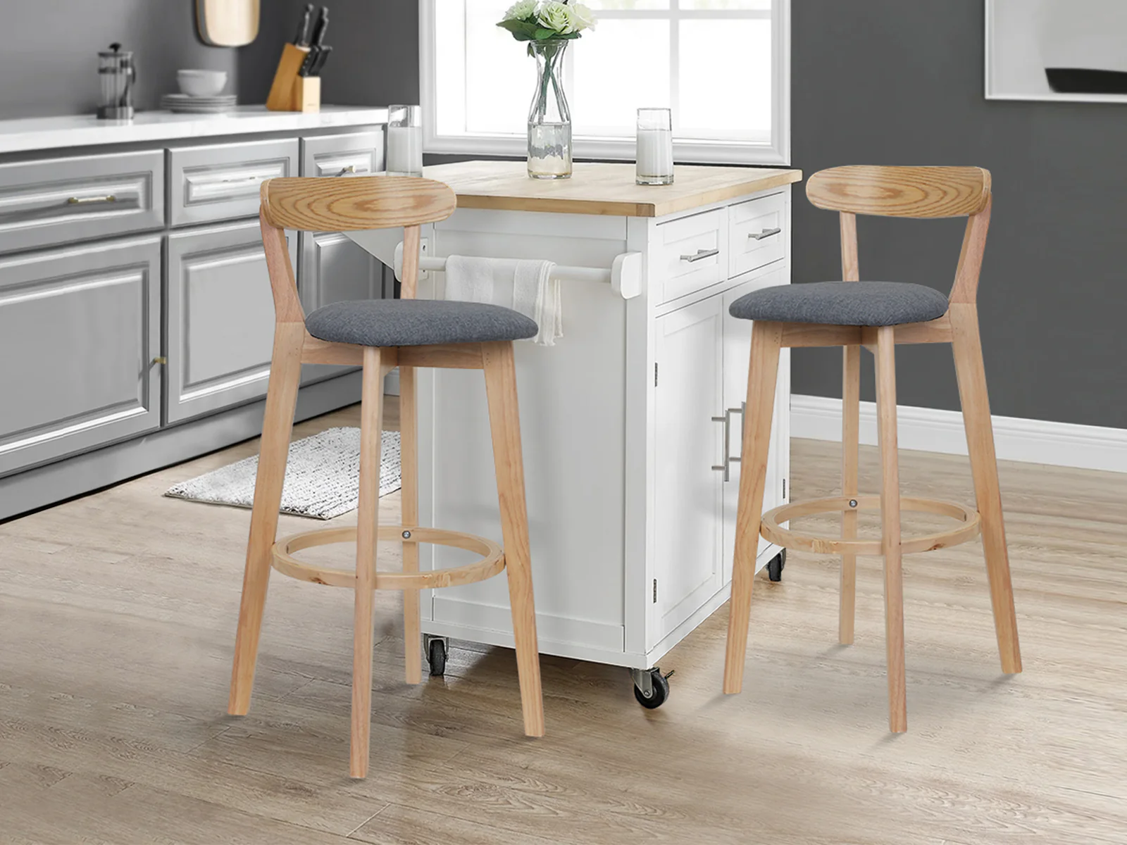KATE Bar Stool Wooden Barstool 2PCS - Image 8