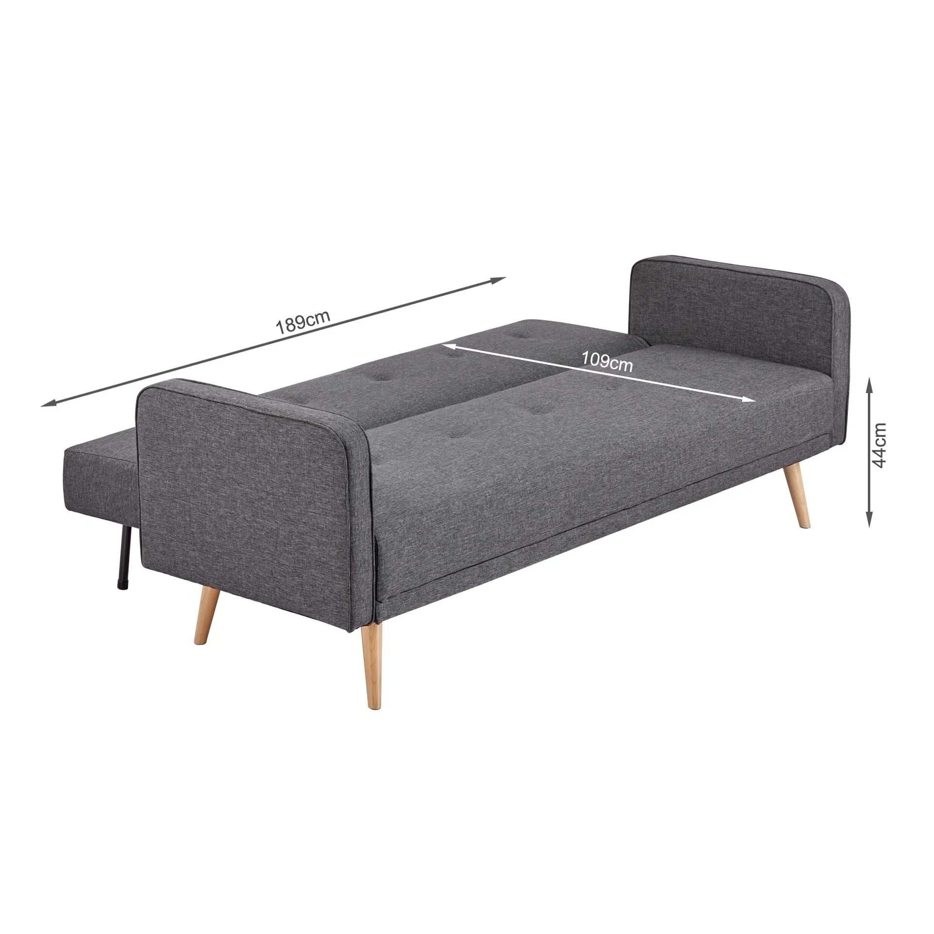 Jarrod 3 Seater Sofa Bed - Dark Grey - Image 14