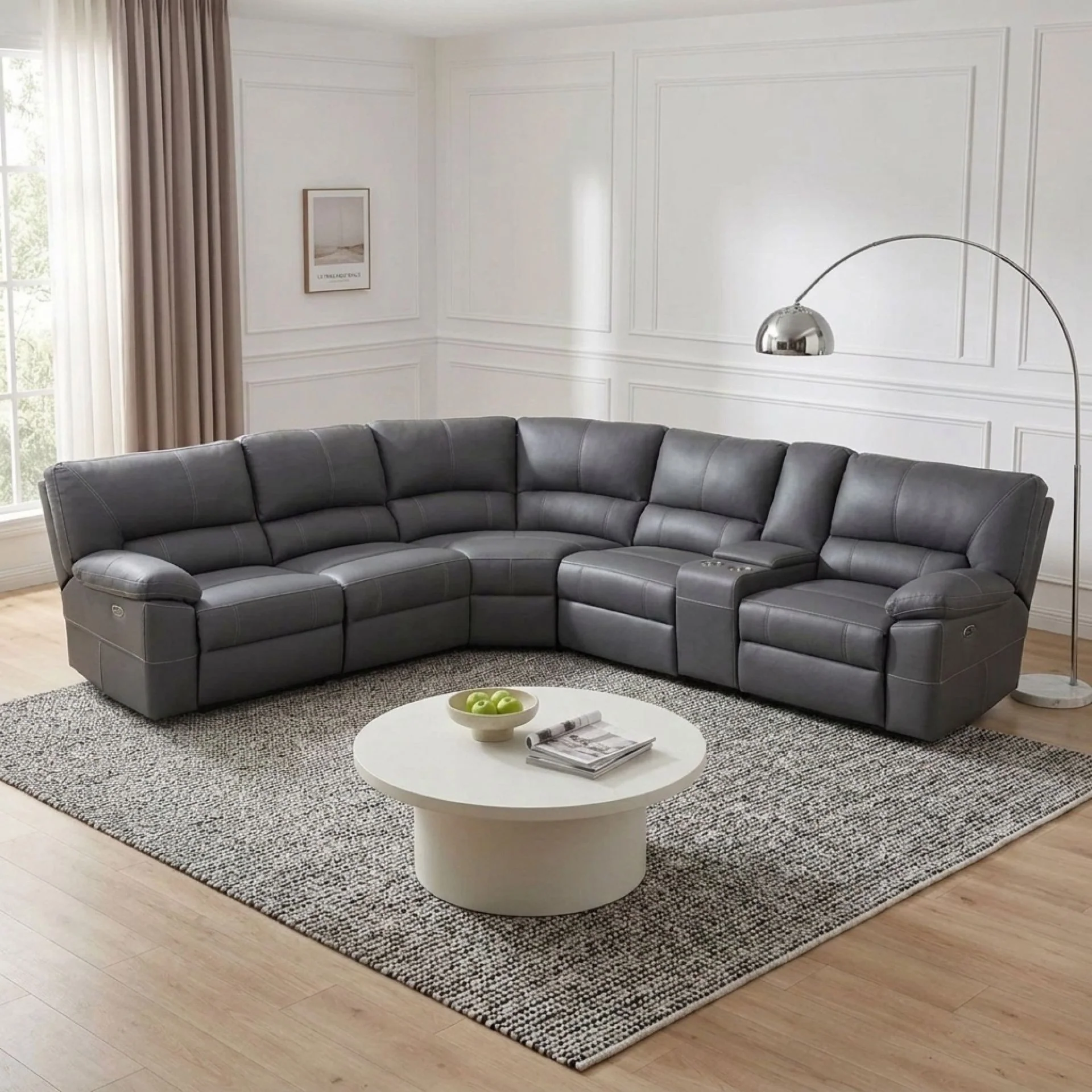 Kingston Electric Recliner Corner Sofa - Grey - Image 6