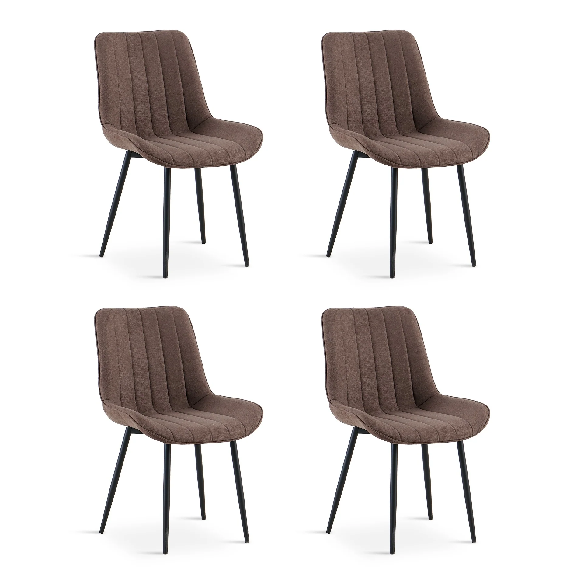 Kivo Linen Dining Chair - Set of 4 - Brown - Image 5