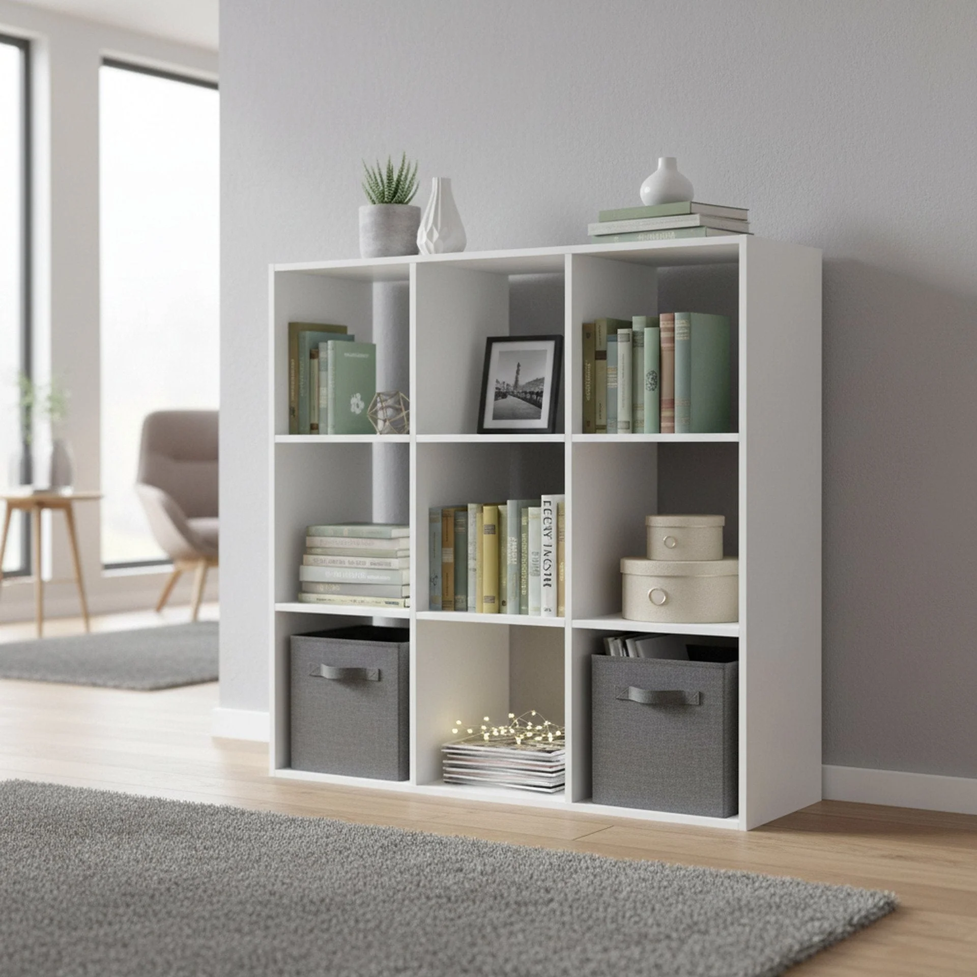 Kivu 9 Cube Square Bookshelf - White - Image 2