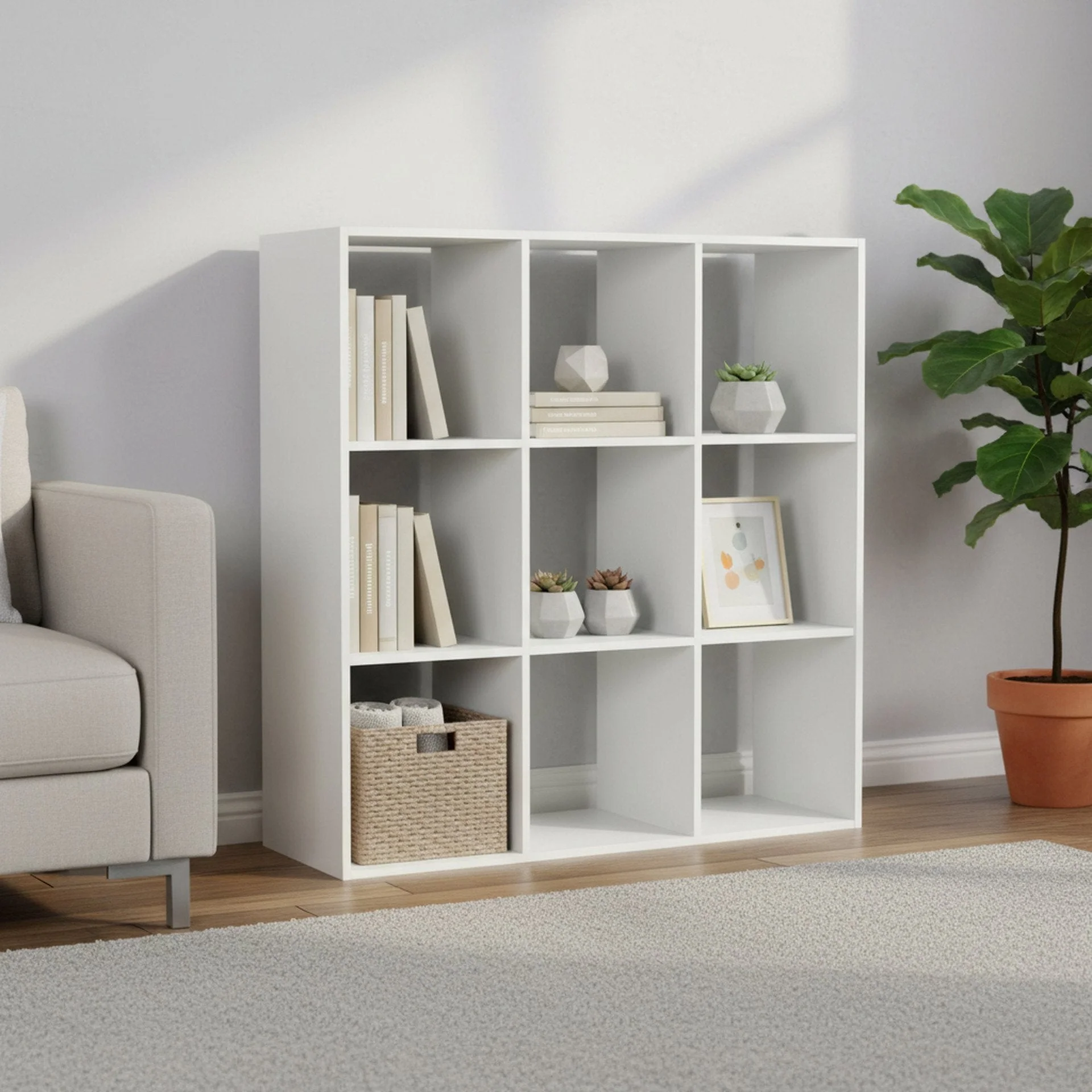 Kivu 9 Cube Square Bookshelf - White - Image 3