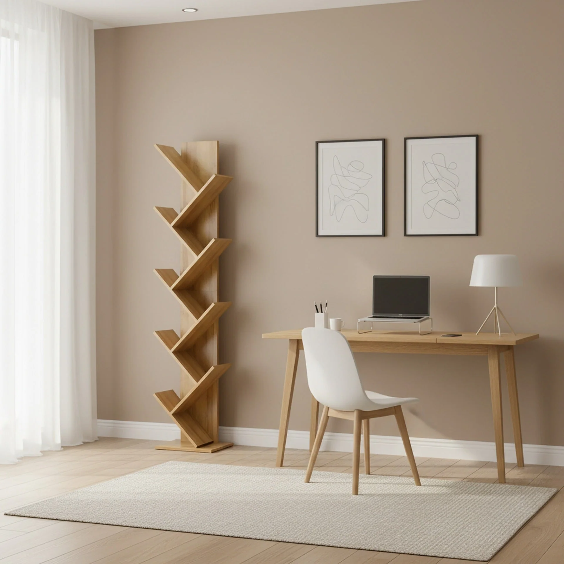 Koru 8 Tier Tree Bookshelf - Oak - Image 4
