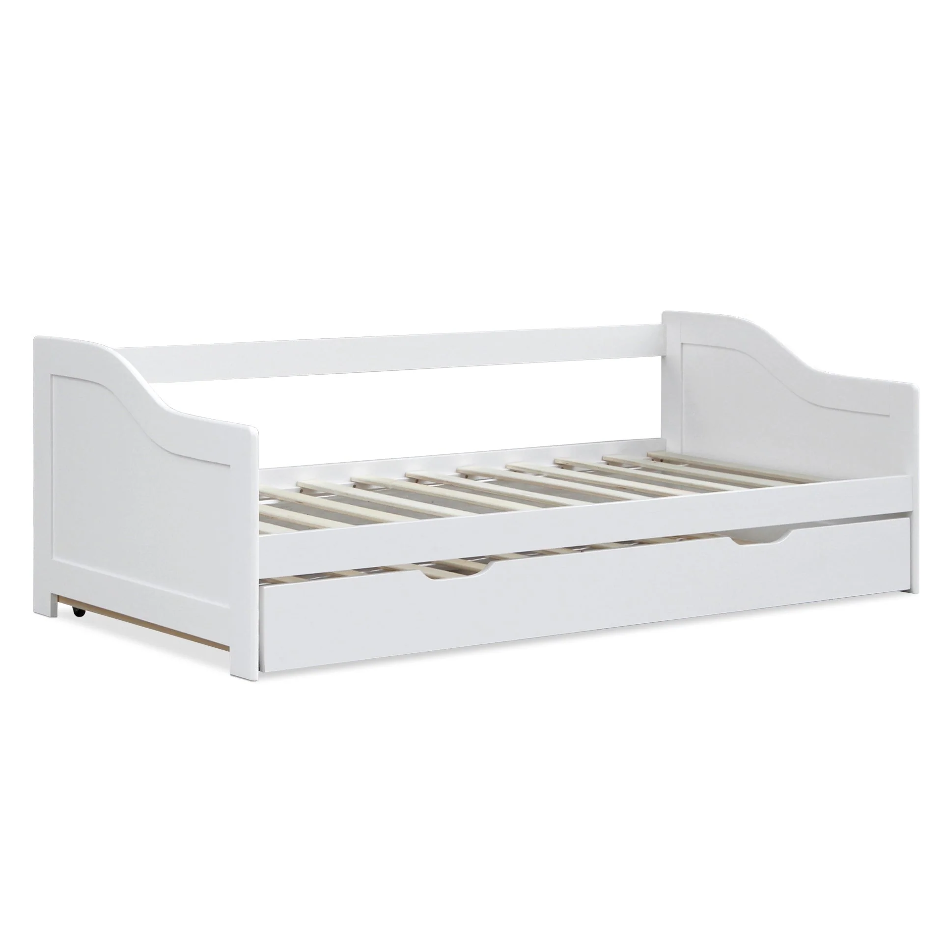 Laila Single Wooden Trundle Bed Frame - White - Image 7