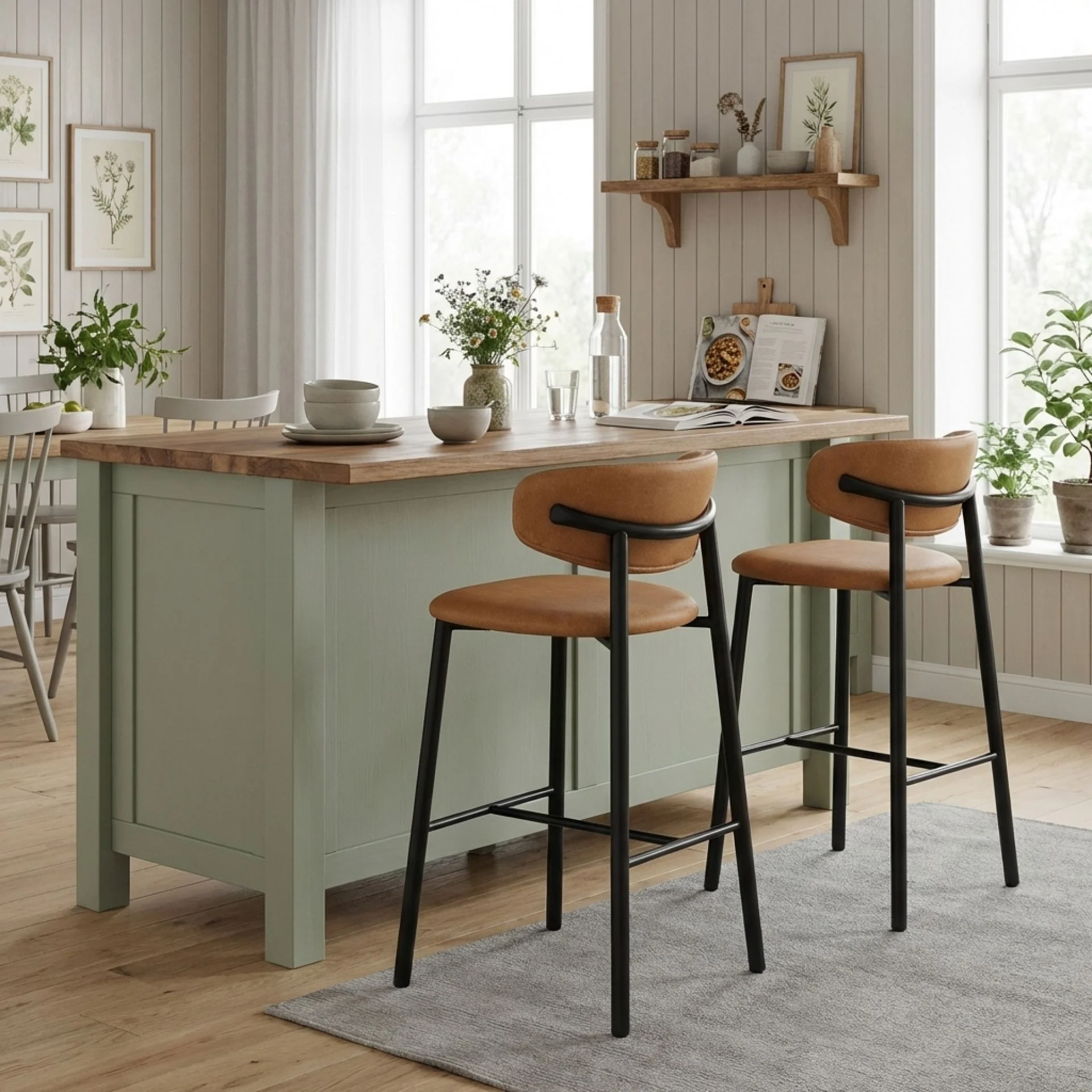 Lark Fabric Bar Stool - Set of 2 - Camel - Image 3