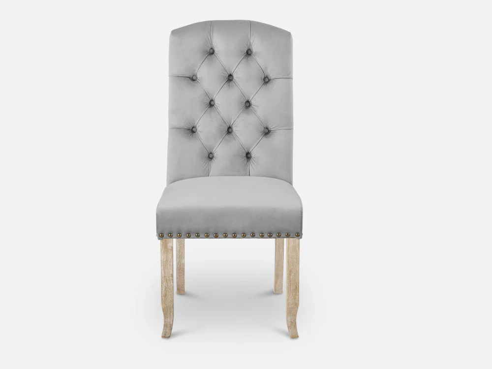 LAYLA 2PCS Velvet Dining Chair - GREY - Image 5