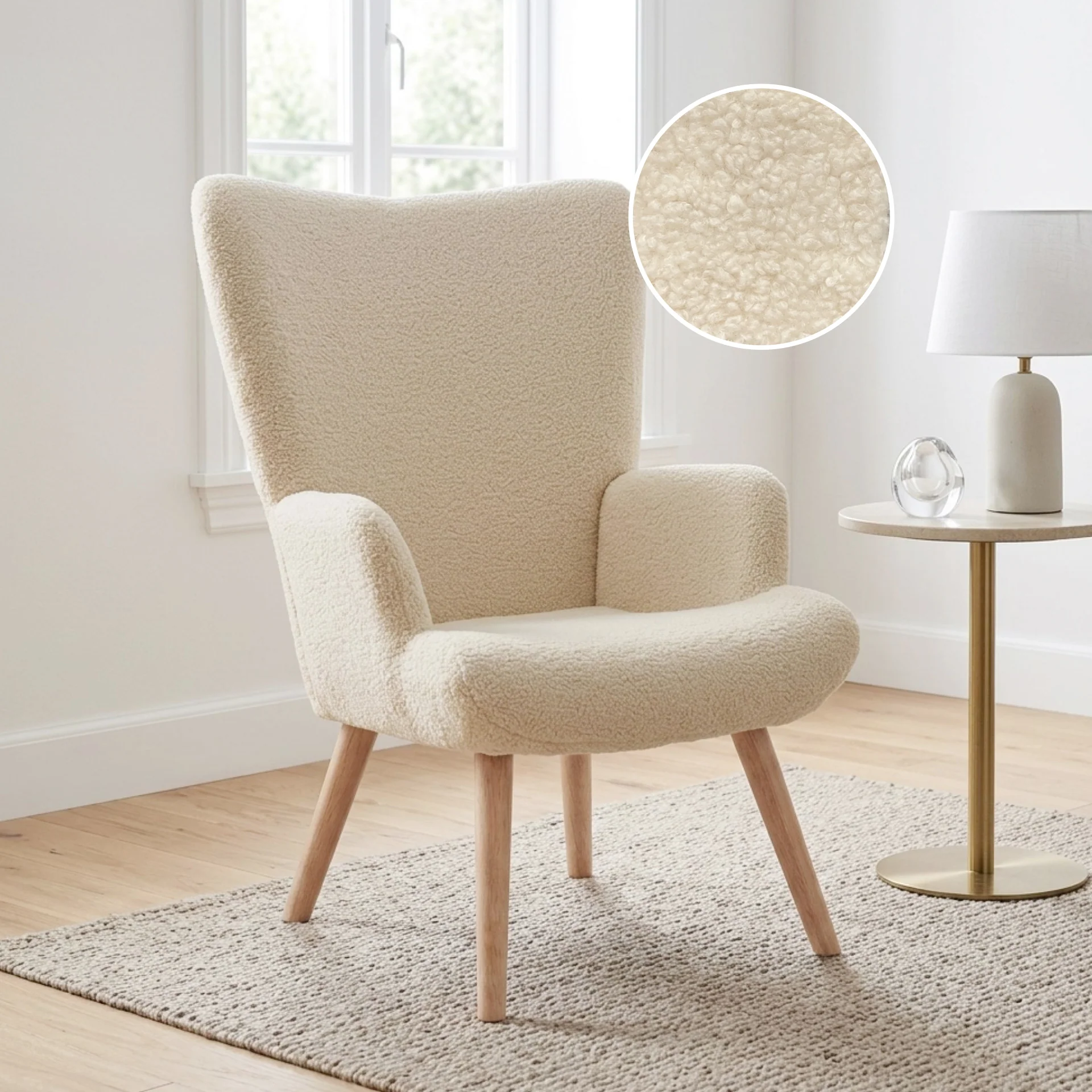 Laze Boucle Armchair - Beige - Image 2