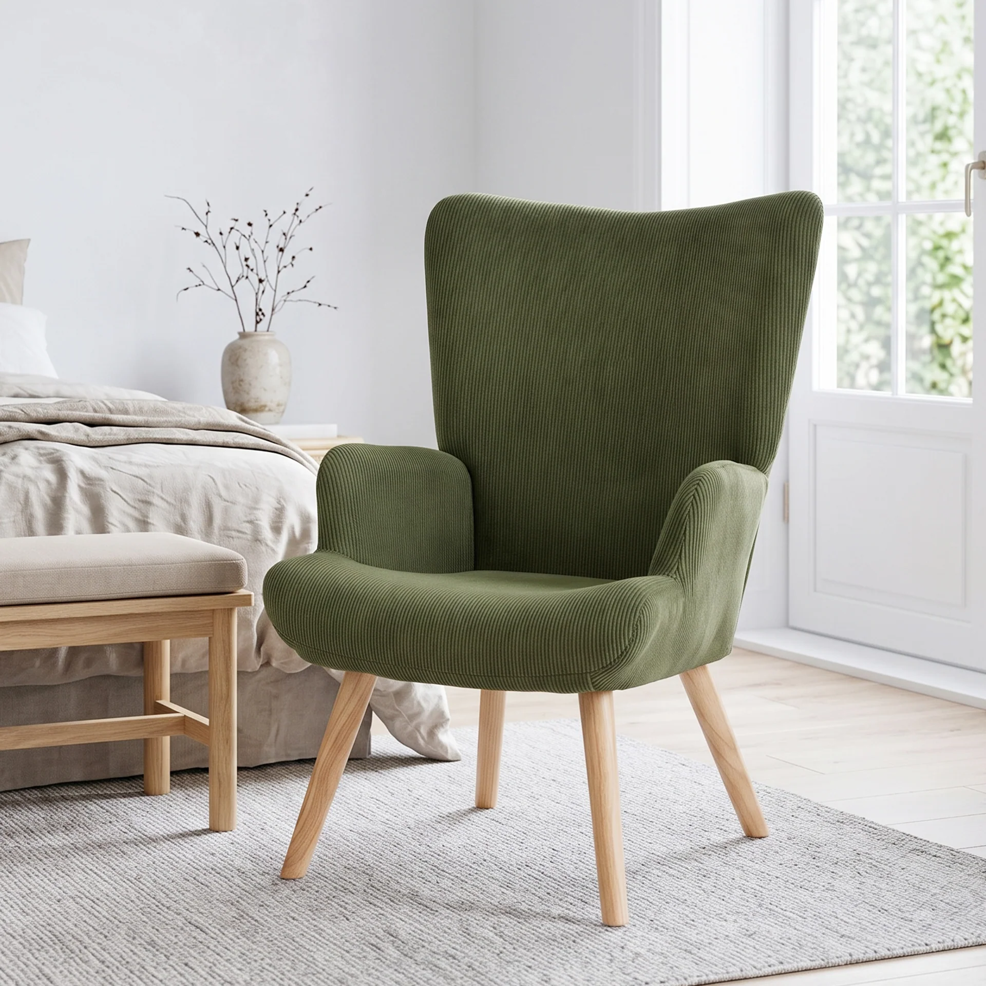 Laze Velvet Armchair - Dark Green - Image 4