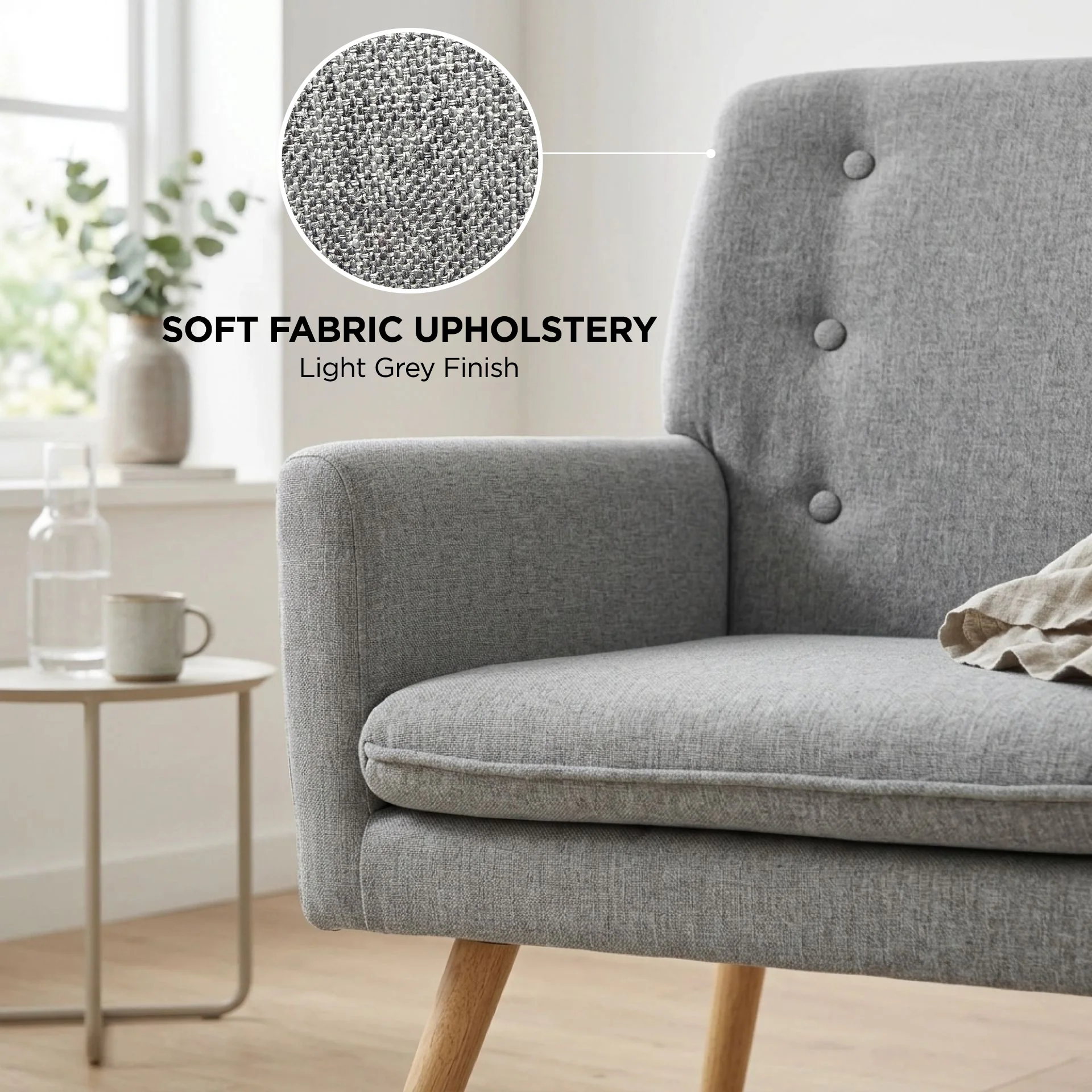 Lina Armchair - Light Grey - Image 5