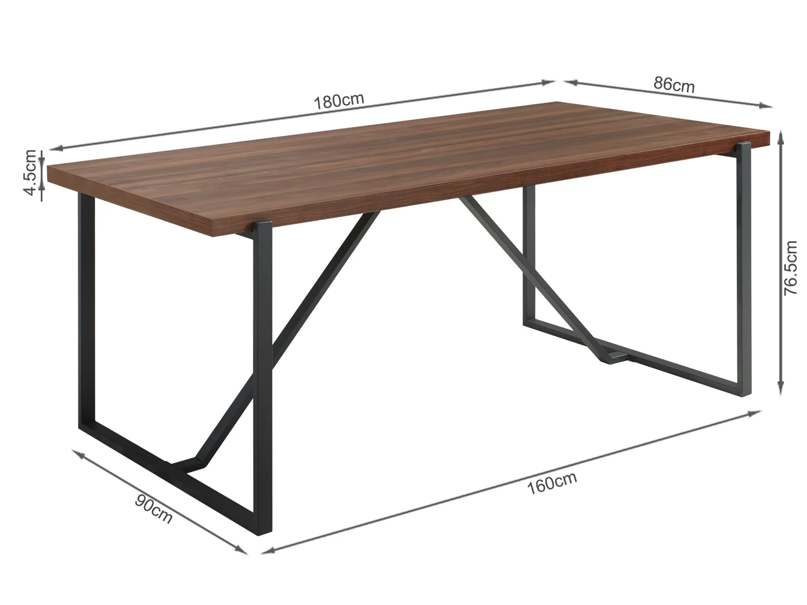 LIRON Dining Table Rectangle 180x90cm - WALNUT - Image 8