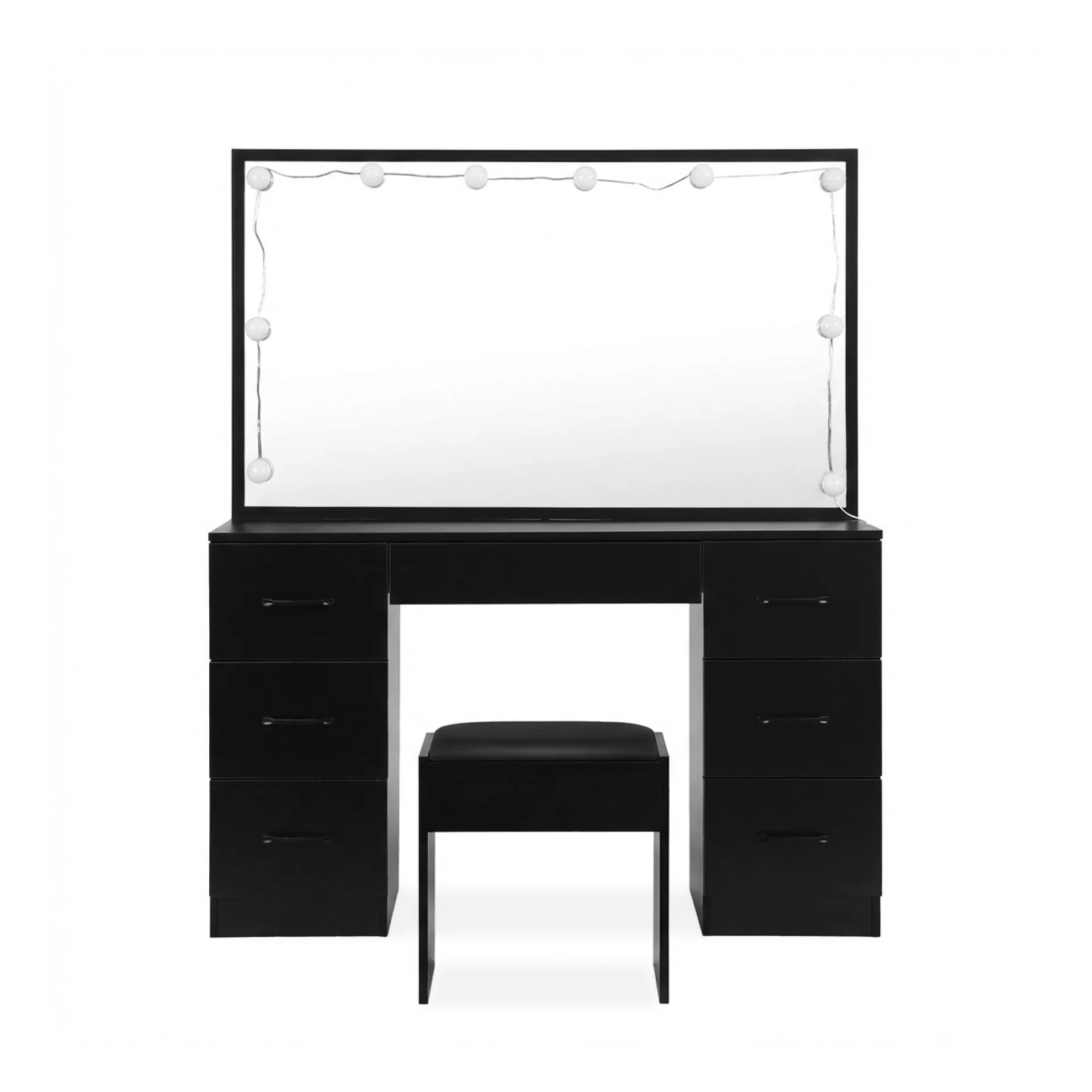 Lisianthus 2 Piece Dressing Table with Mirror & Stool Set - Black - Image 10