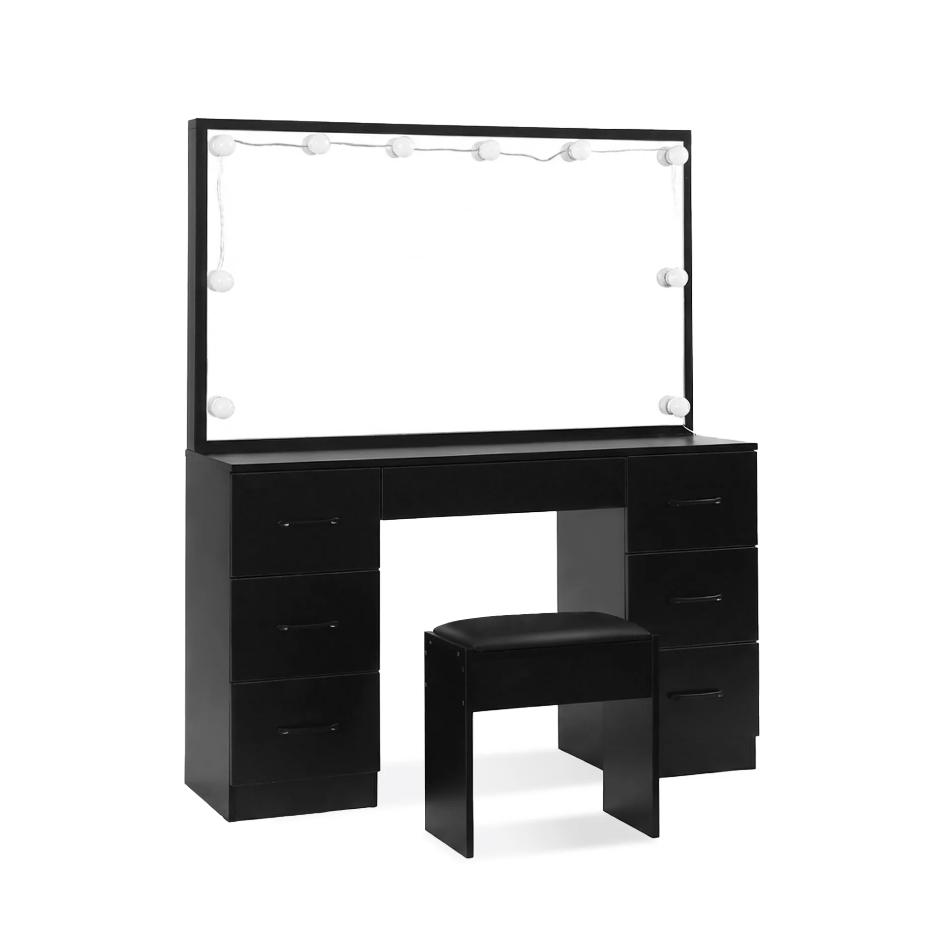 Lisianthus 2 Piece Dressing Table with Mirror & Stool Set - Black - Image 8