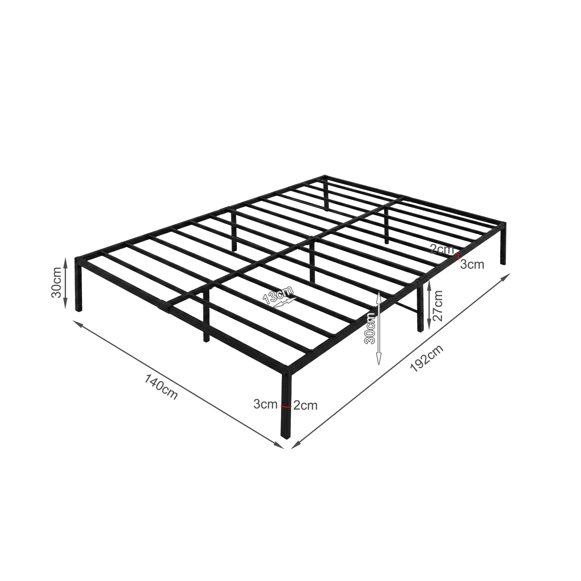 Lite Double Metal Bed Frame - Black - Image 12