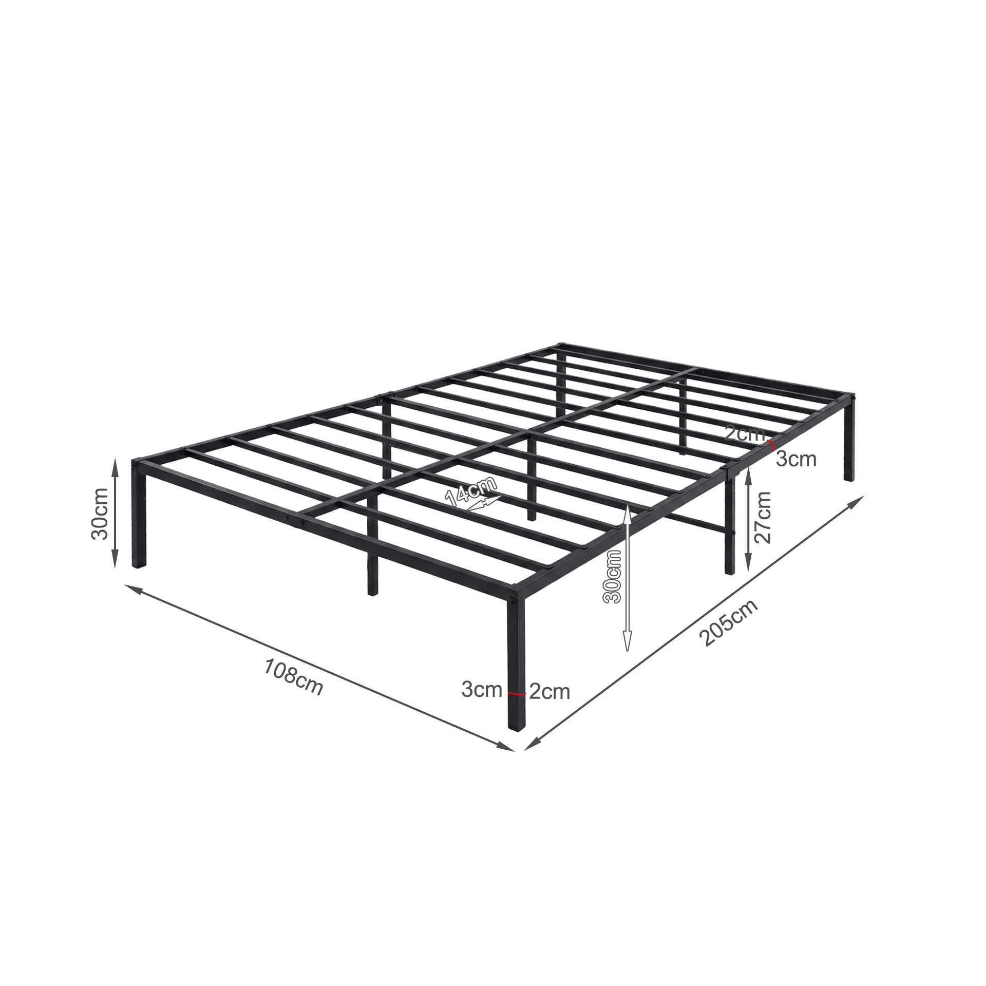 Lite King Single Metal Bed Frame - Black - Image 12
