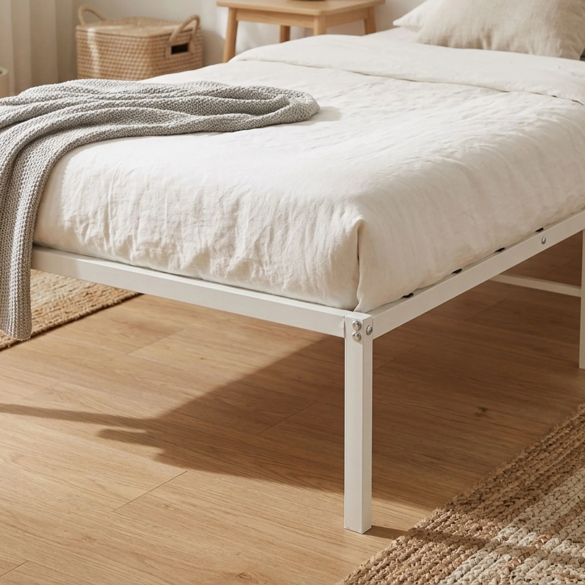 Lite Single Metal Bed Frame - White - Image 4