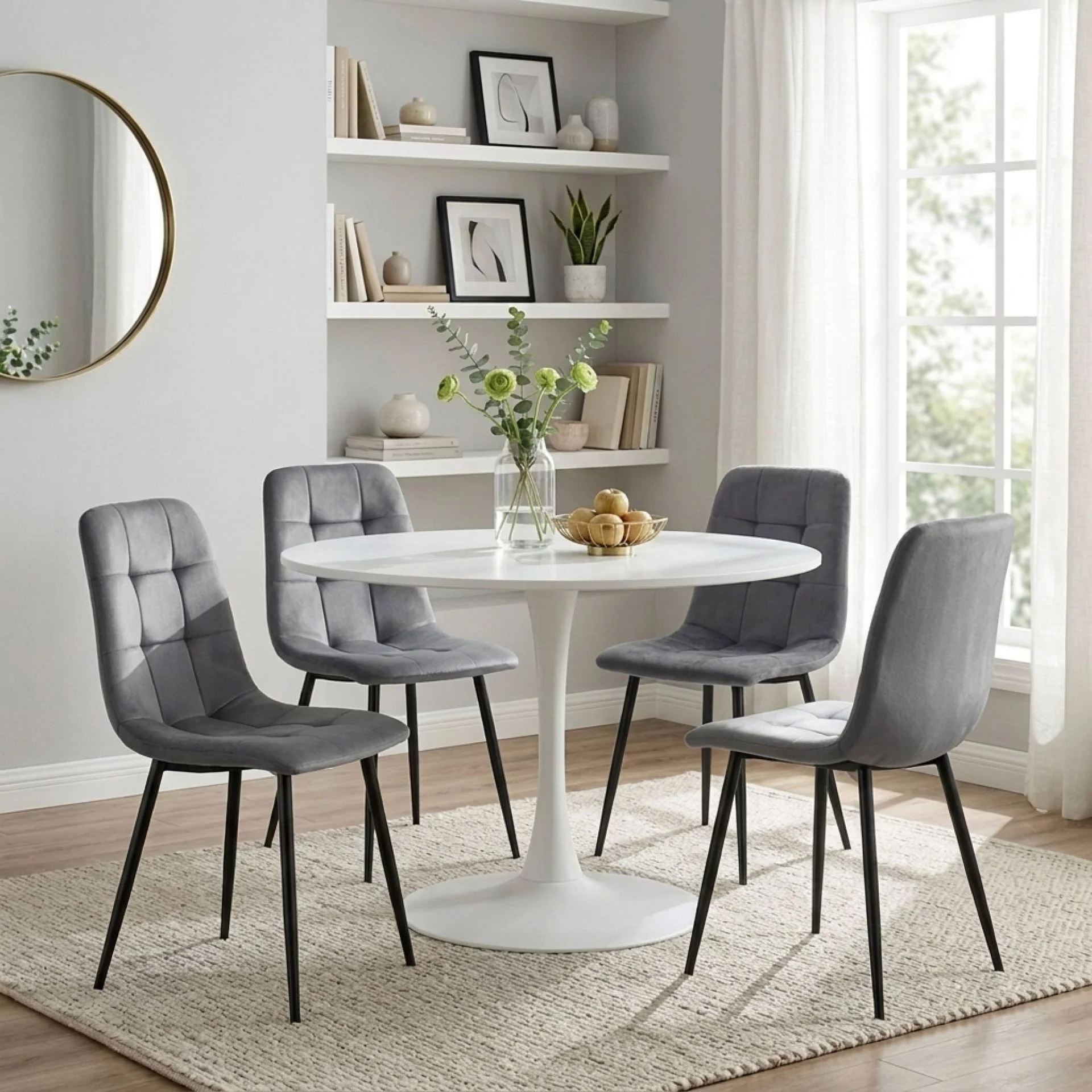 Livo Velvet Dining Chair - Set of 4 - Grey - Image 6