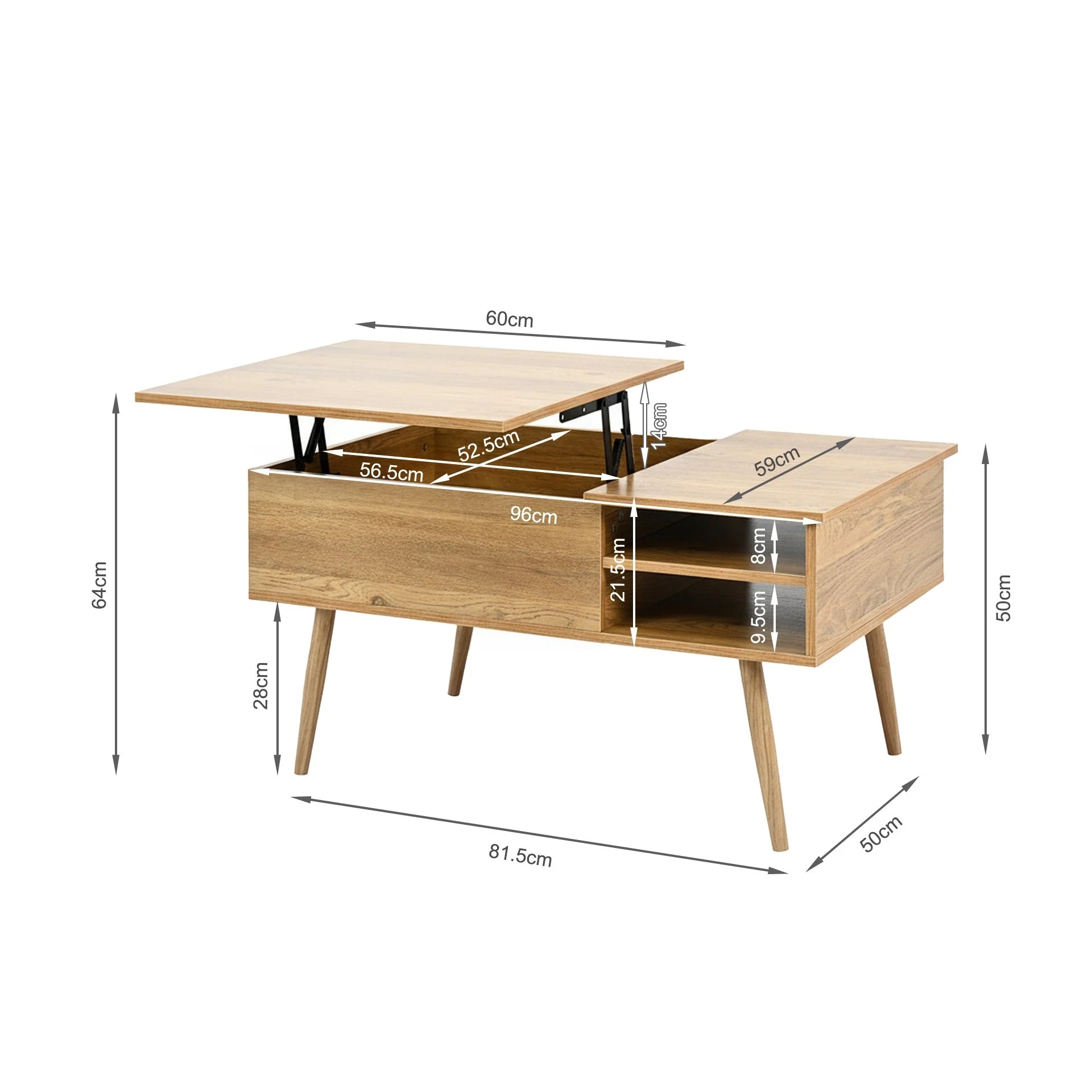 Lodge Lift Top Coffee Table - Oak - Image 12