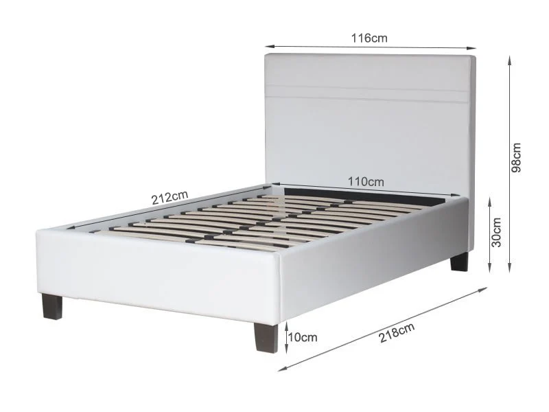 LOGAN KING SINGLE Slat PU Bed with Headboard - WHITE - Image 8