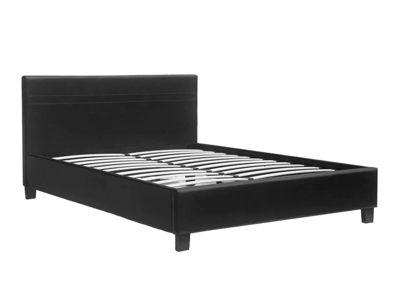LOGAN KING Slat PU Bed with Headboard - BLACK - Image 2