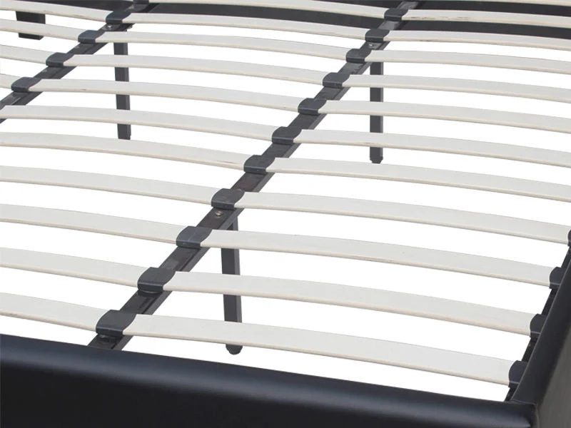 LOGAN SUPER KING Slat PU Bed with Headboard - BLACK - Image 8