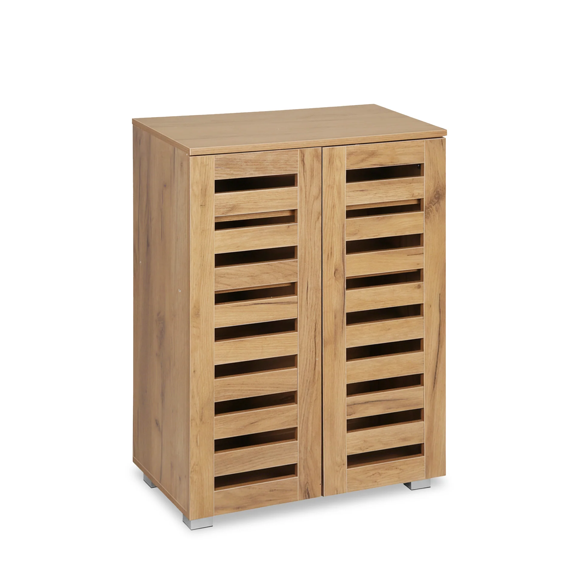 Loma 2 Door Shoe Cabinet Storage Rack - Dark Oak - Image 6
