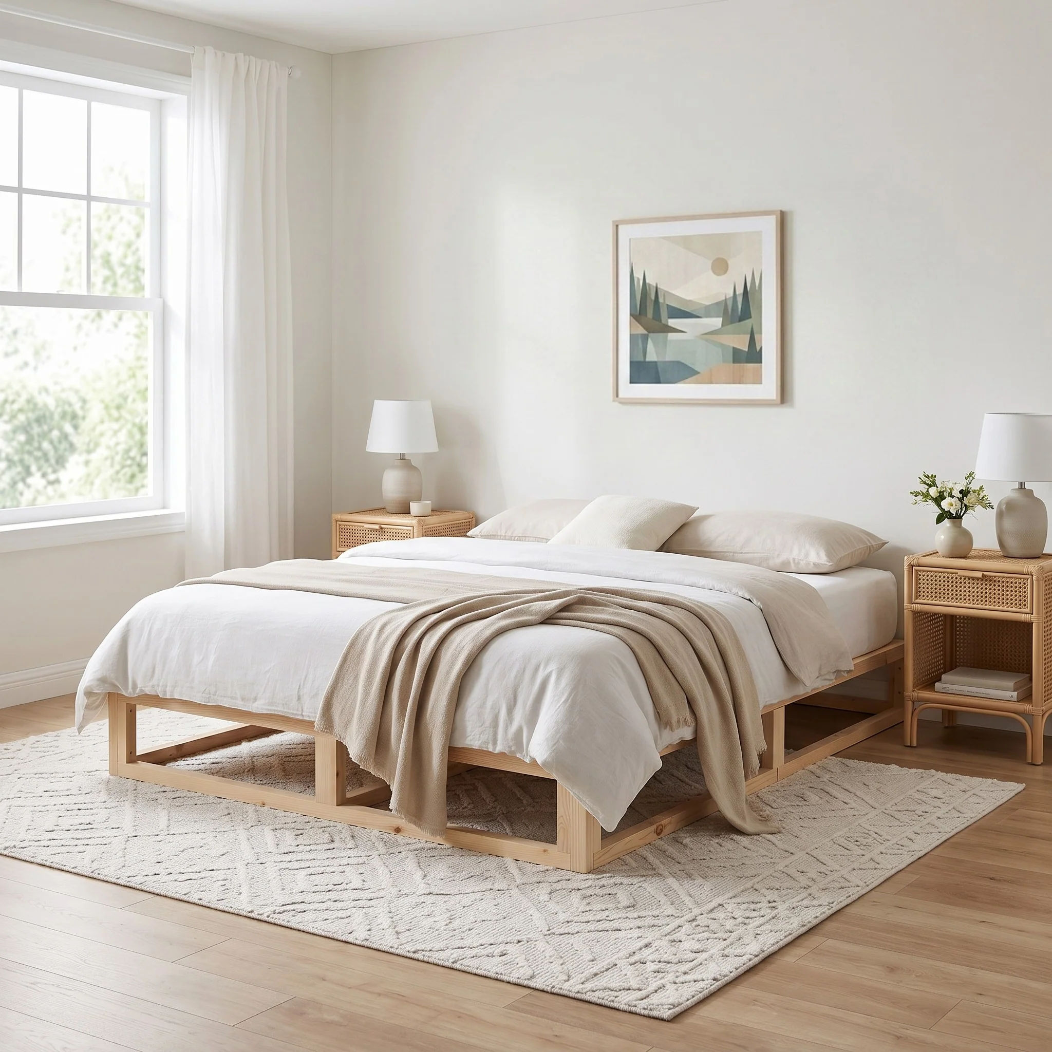 Loom Double Wooden Bed Frame - Natural - Image 4