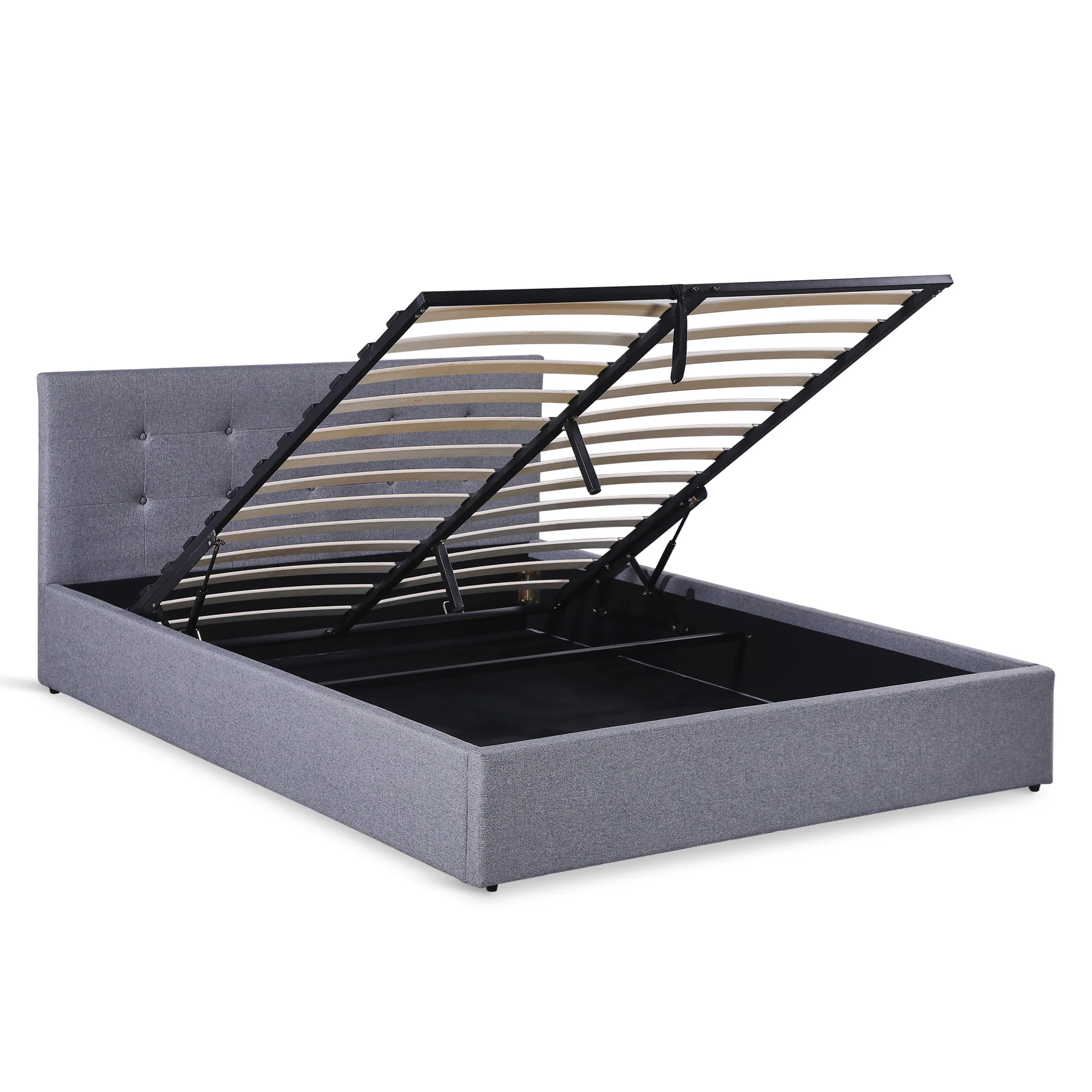 Lureva Linen Queen Gas Lift Bed Frame – Grey - Image 10