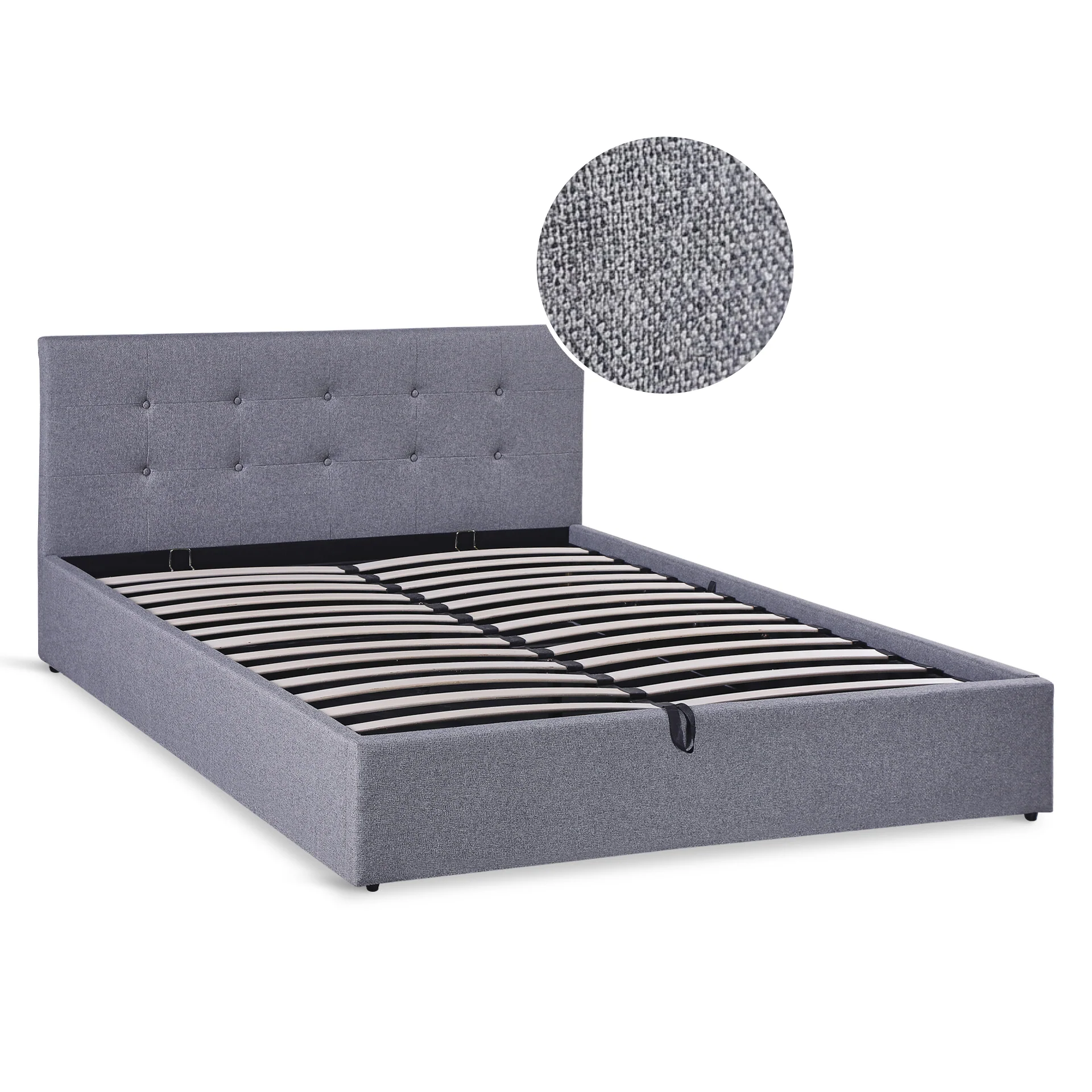 Lureva Linen Queen Gas Lift Bed Frame – Grey - Image 8