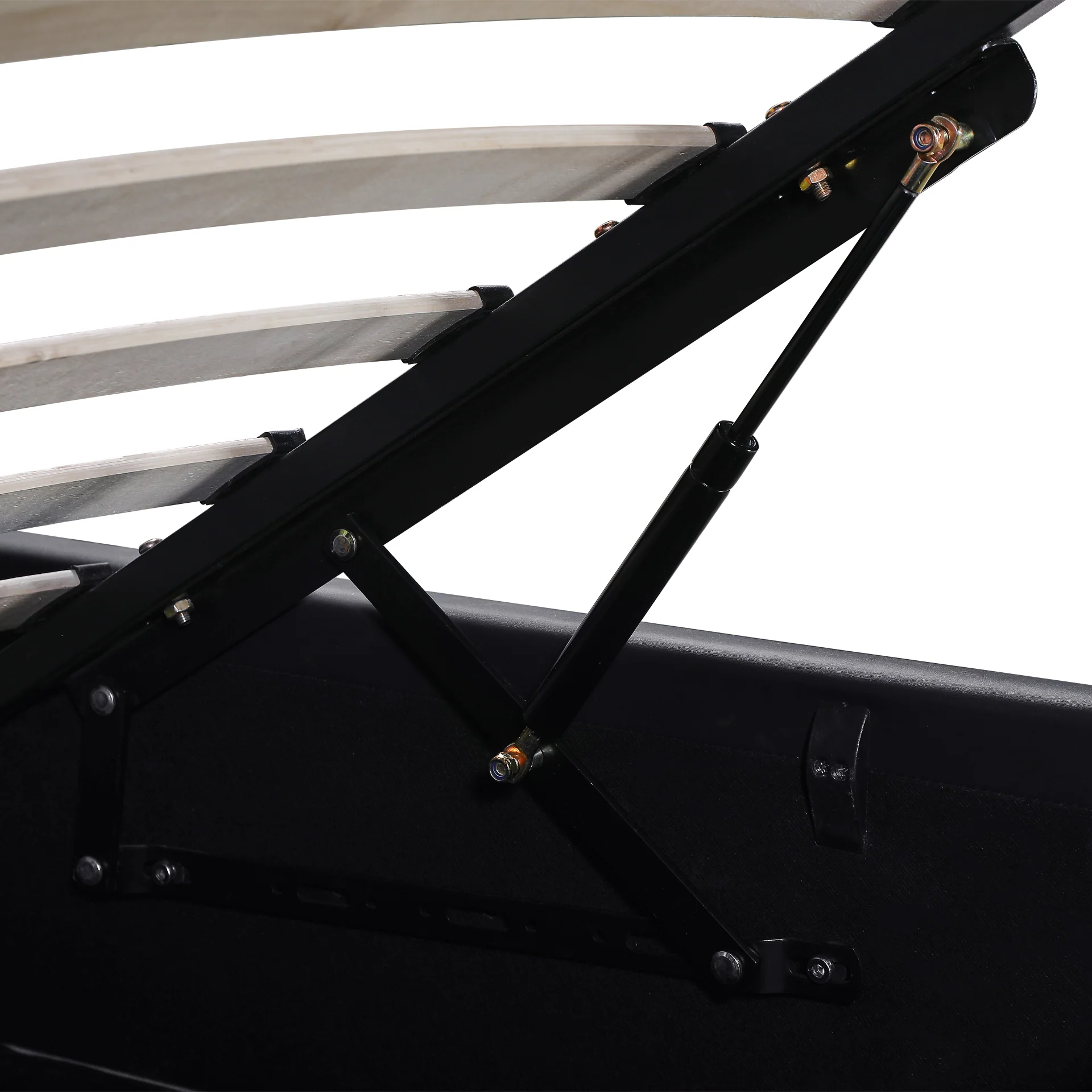 Glimora PU Queen Gas Lift Storage Bed Frame - Black - Image 15
