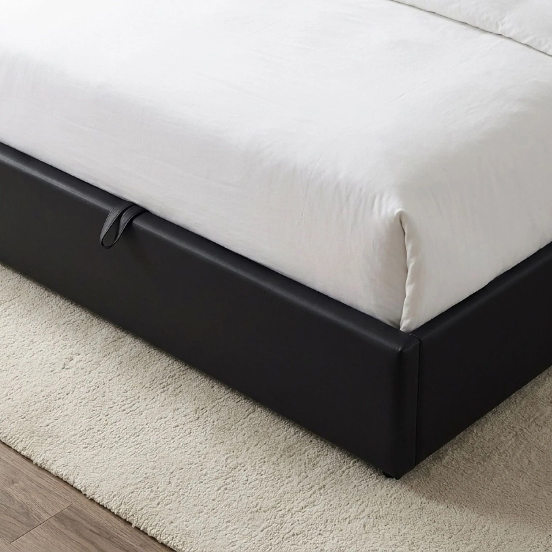 Glimora PU Queen Gas Lift Storage Bed Frame - Black - Image 7