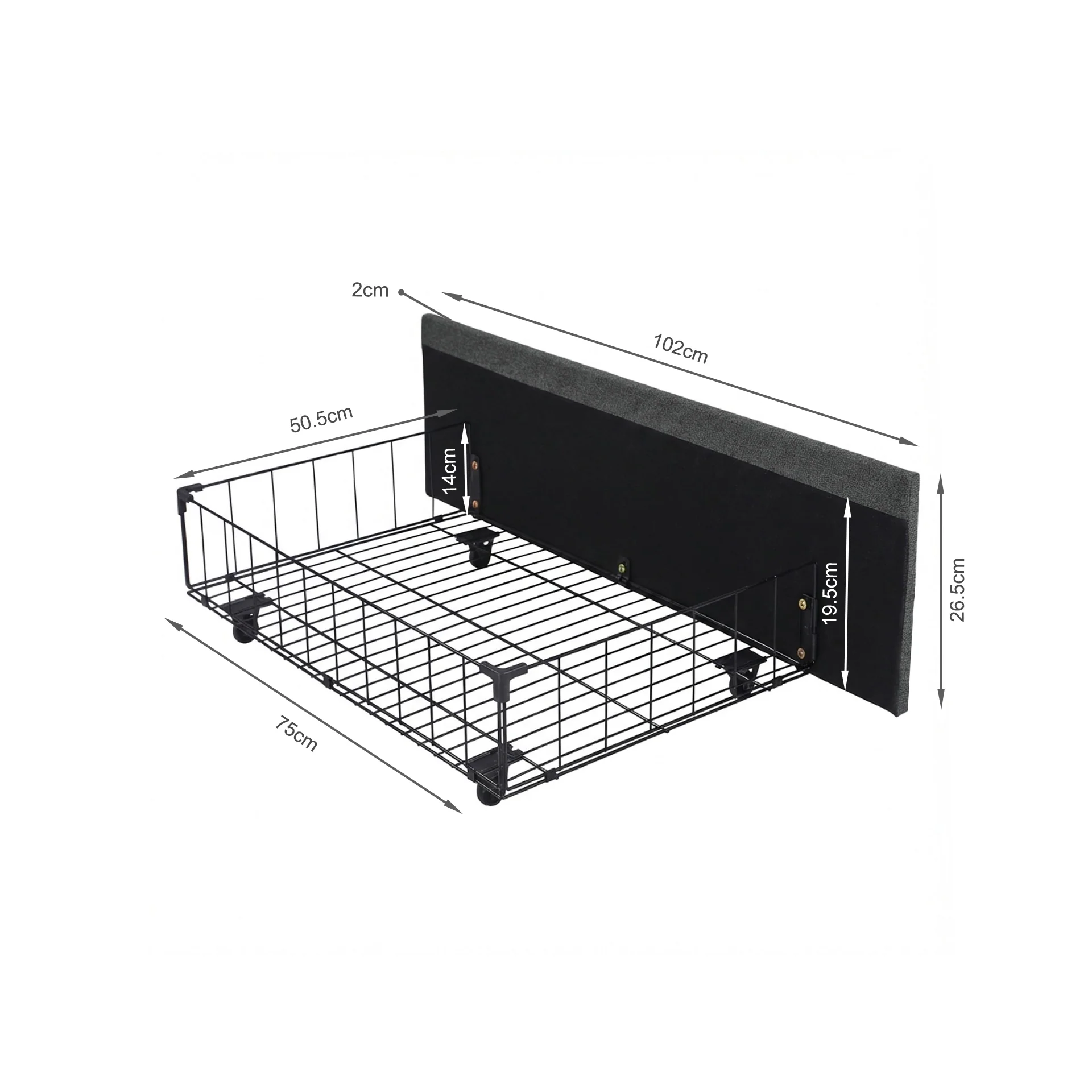 Wireva Linen Queen Bed Frame With 4 Drawers - Dark Grey - Image 11