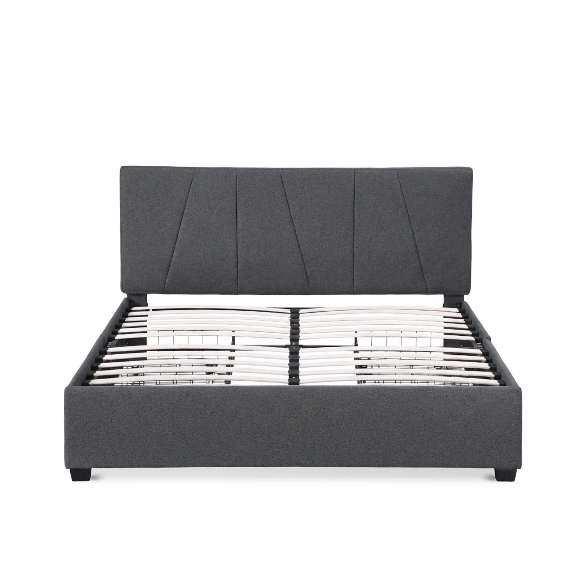 Wireva Linen Queen Bed Frame With 4 Drawers - Dark Grey - Image 8