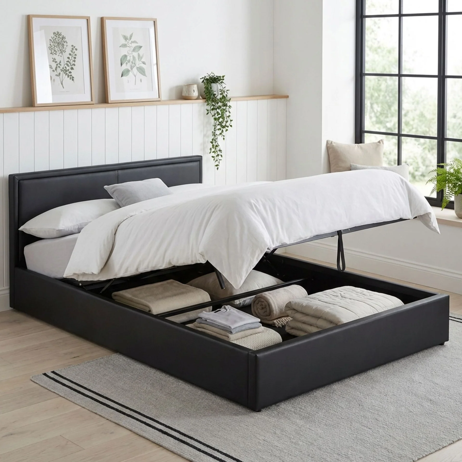 Panelux Queen Gas Lift Bed Frame - Black